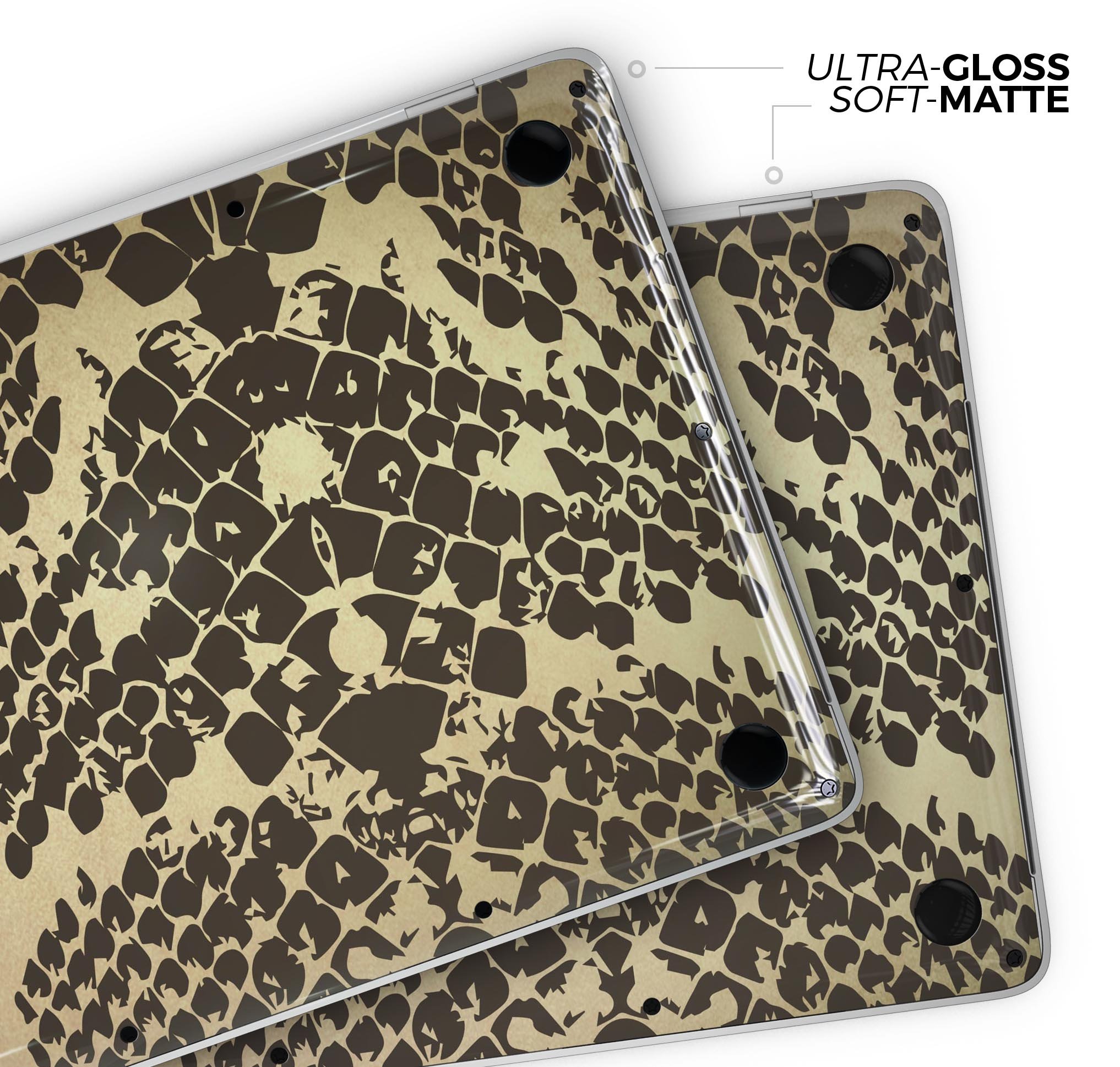 Dark Gold Flaked Animal v4 Skin Decal Wrap Kit for MacBook, showcasing a stylish design with a premium vinyl finish.