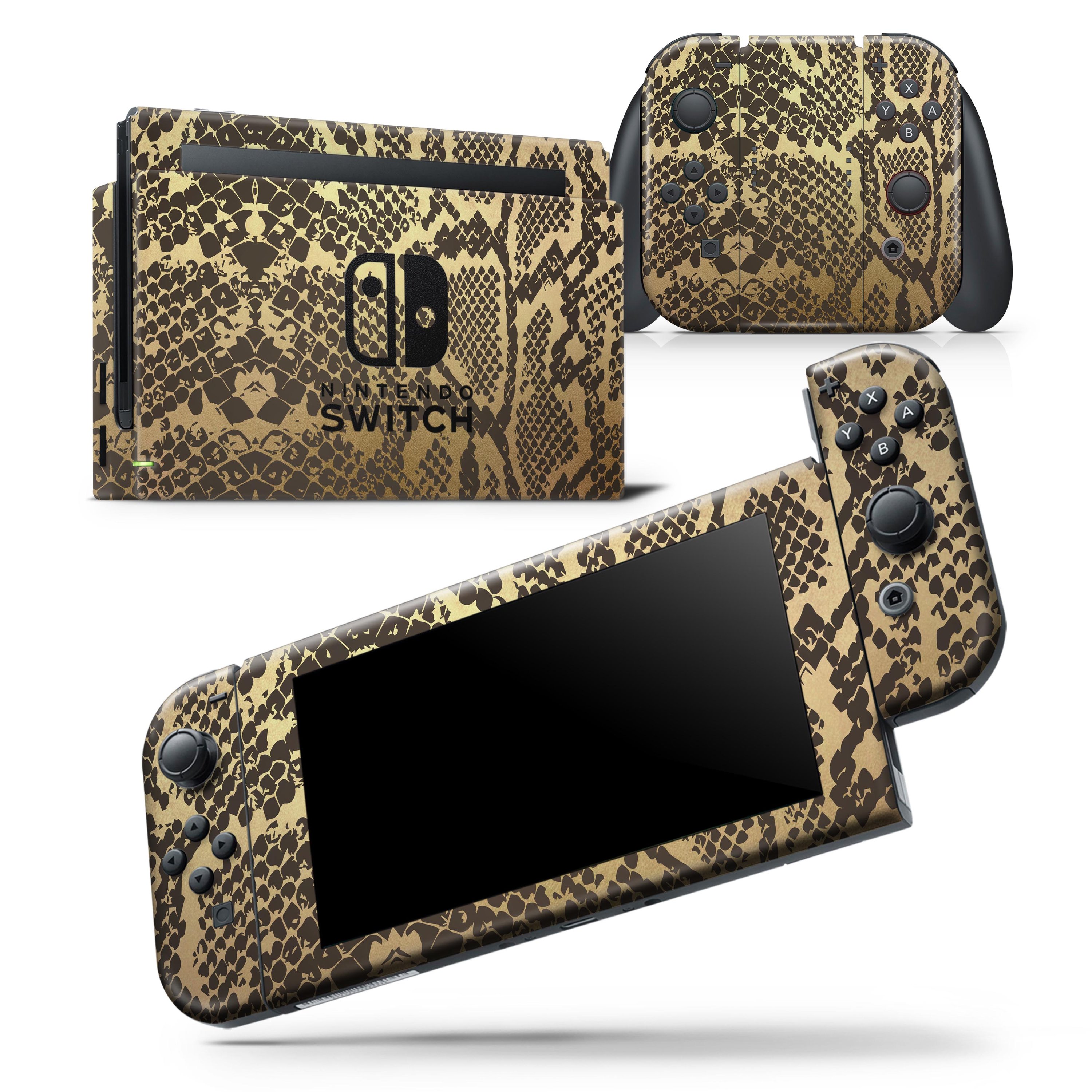 Dark Gold Flaked Skin Wrap Decal for Nintendo Switch Lite, showcasing a stylish design that fits snugly on the console.