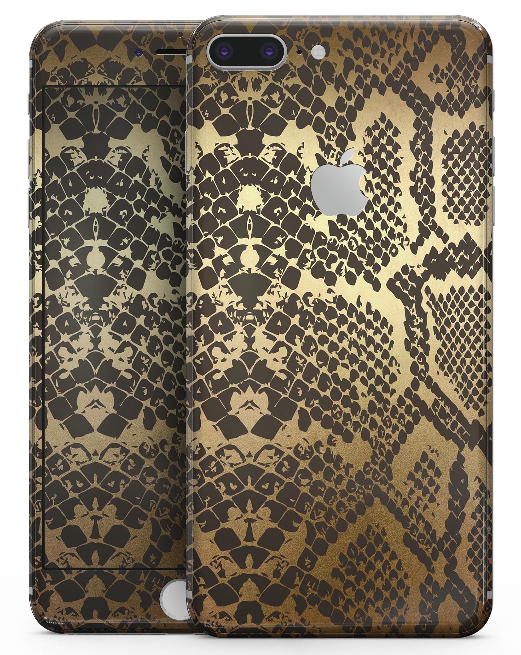 Dark Gold Flaked Skin-Kit for iPhone 8 and 8 Plus, showcasing a stylish design with premium vinyl finish.