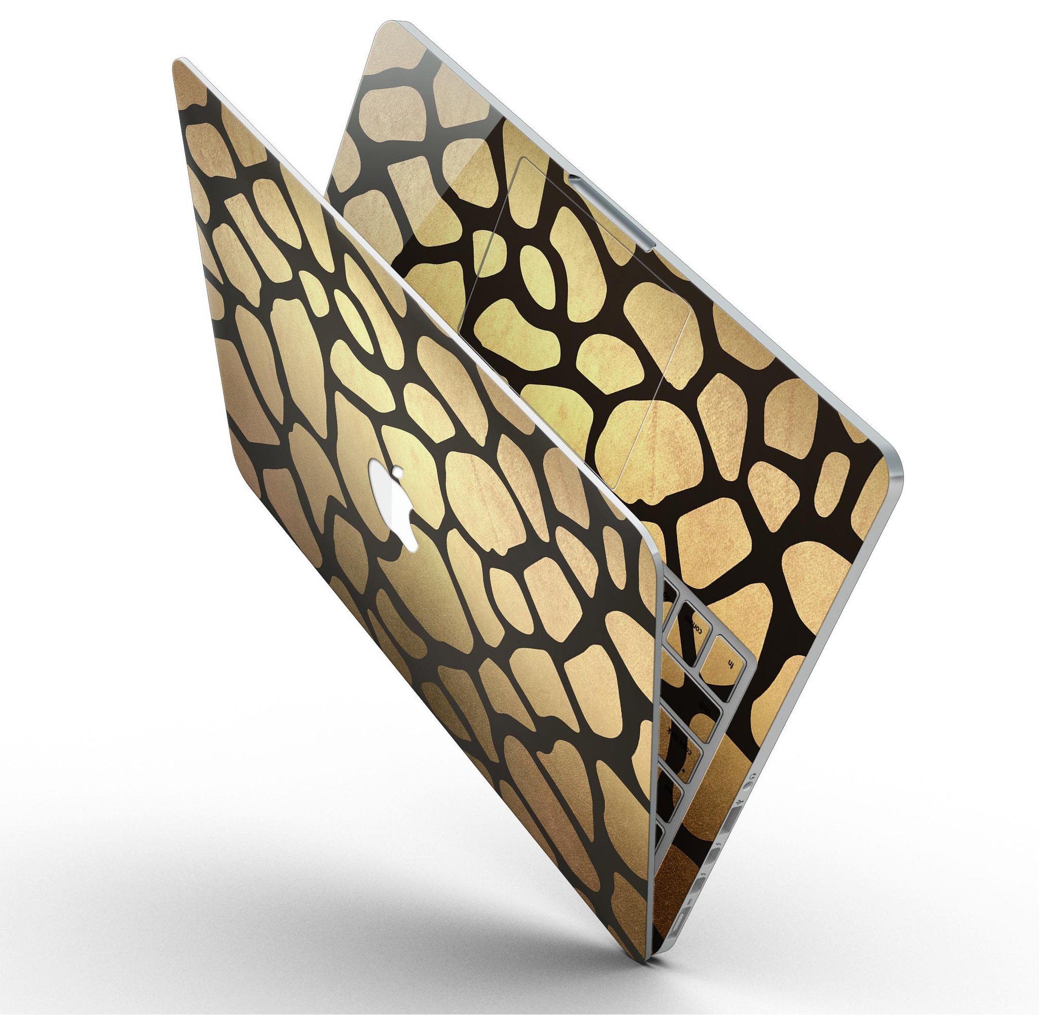 Dark Gold Flaked Animal v5 skin for MacBook Pro with Retina Display, showcasing a stylish design that protects the device.