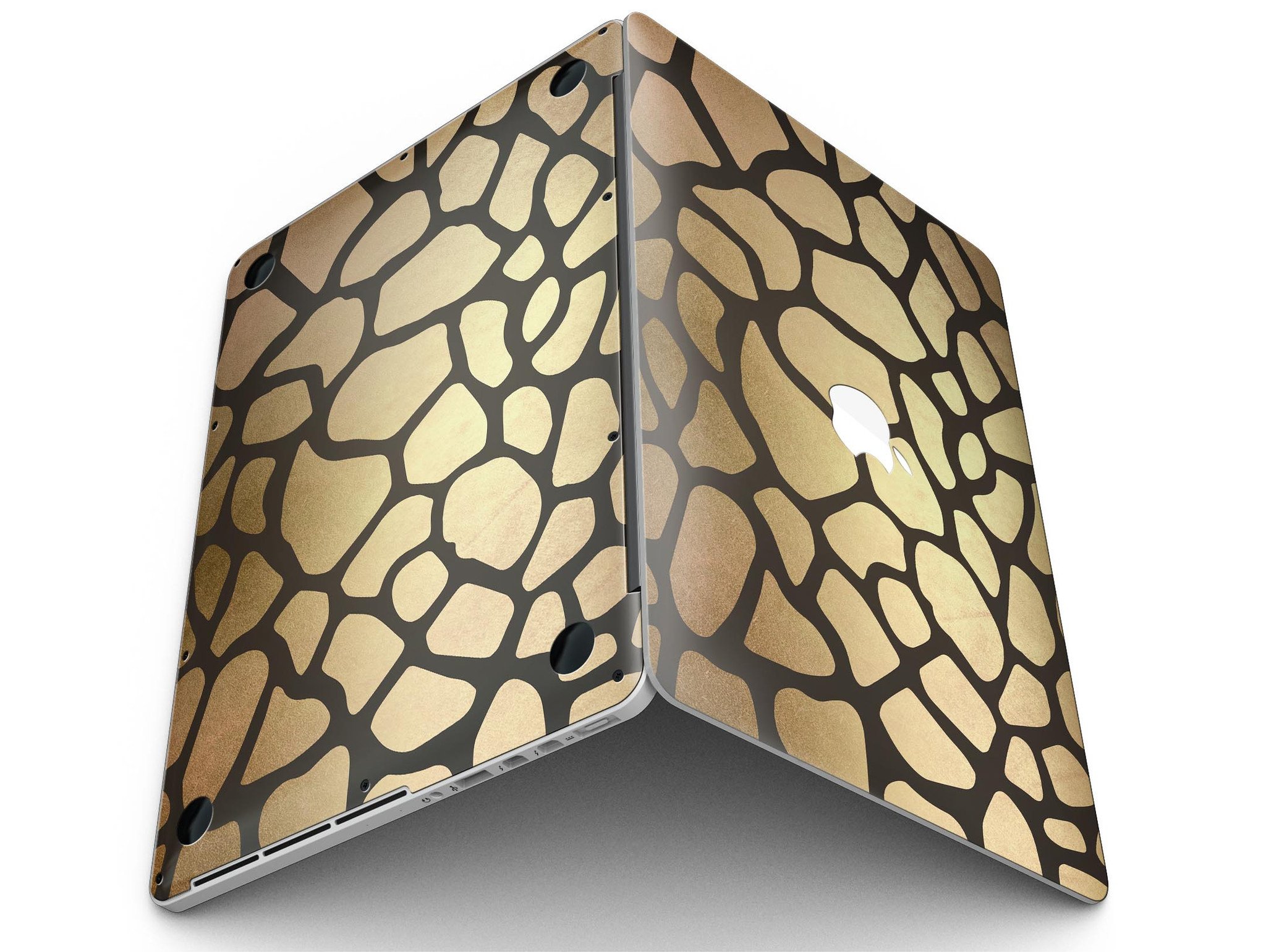 Dark Gold Flaked Animal v5 skin for MacBook Pro with Retina Display, showcasing a stylish design that protects the device.