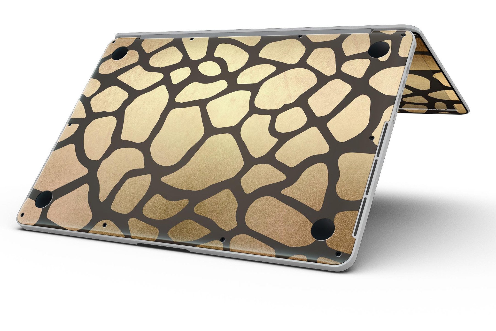 Dark Gold Flaked Animal v5 skin for MacBook Pro with Retina Display, showcasing a stylish design that protects the device.