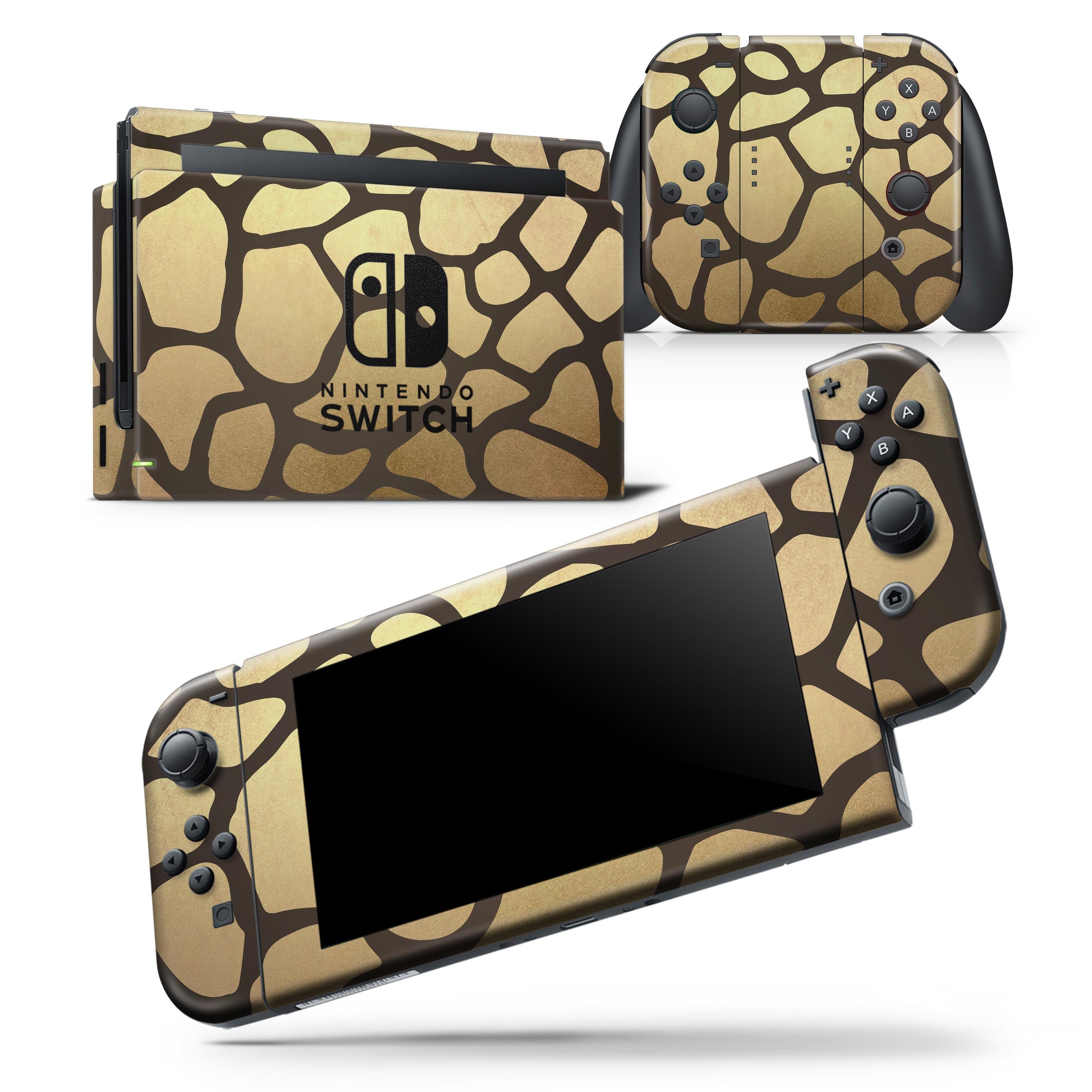 Dark Gold Flaked Skin Wrap Decal for Nintendo Switch Lite, showcasing a stylish design that fits snugly on the console and controllers.