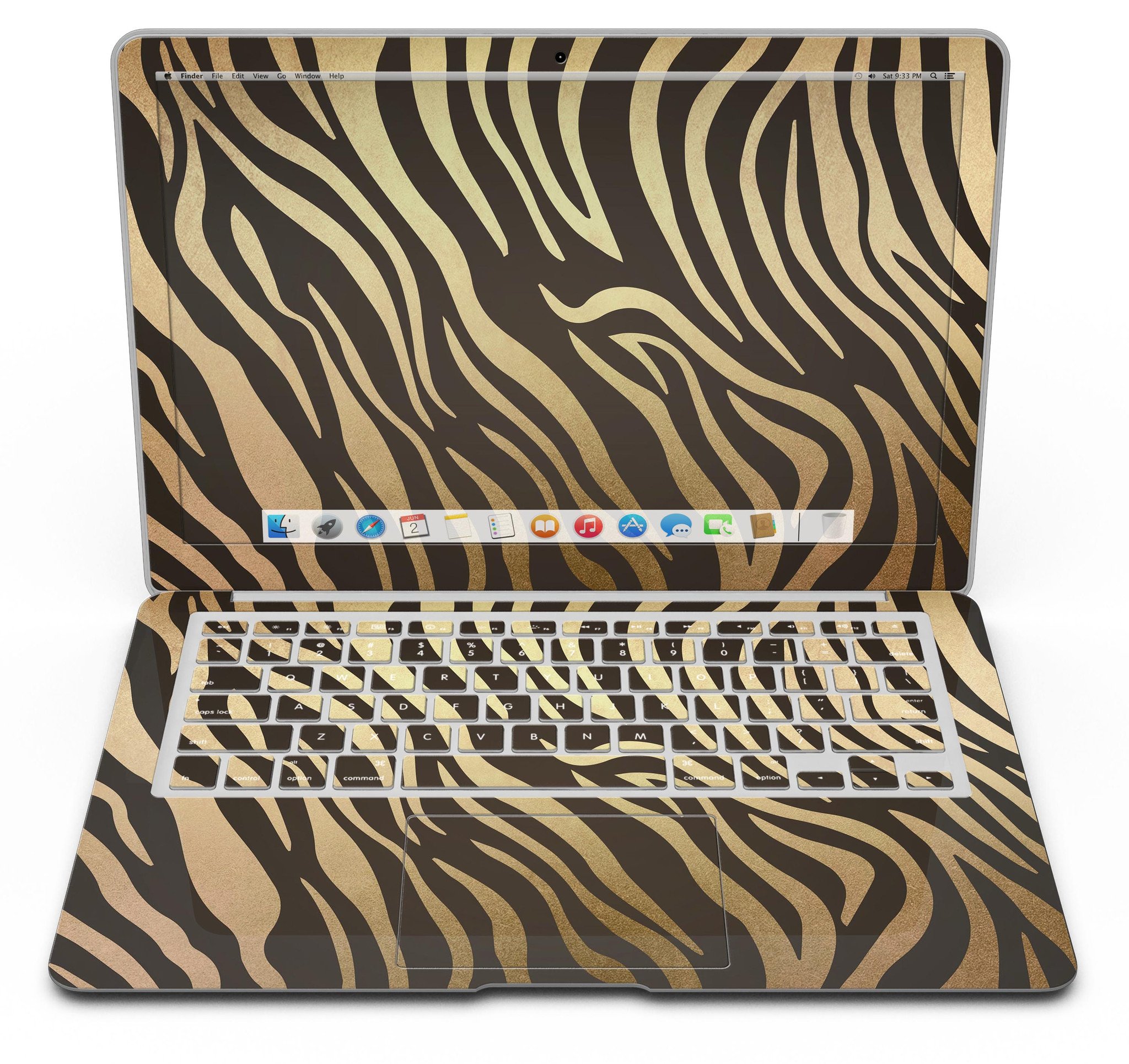 Dark Gold Flaked Animal v6 MacBook Air Skin Kit showcasing premium vinyl design.