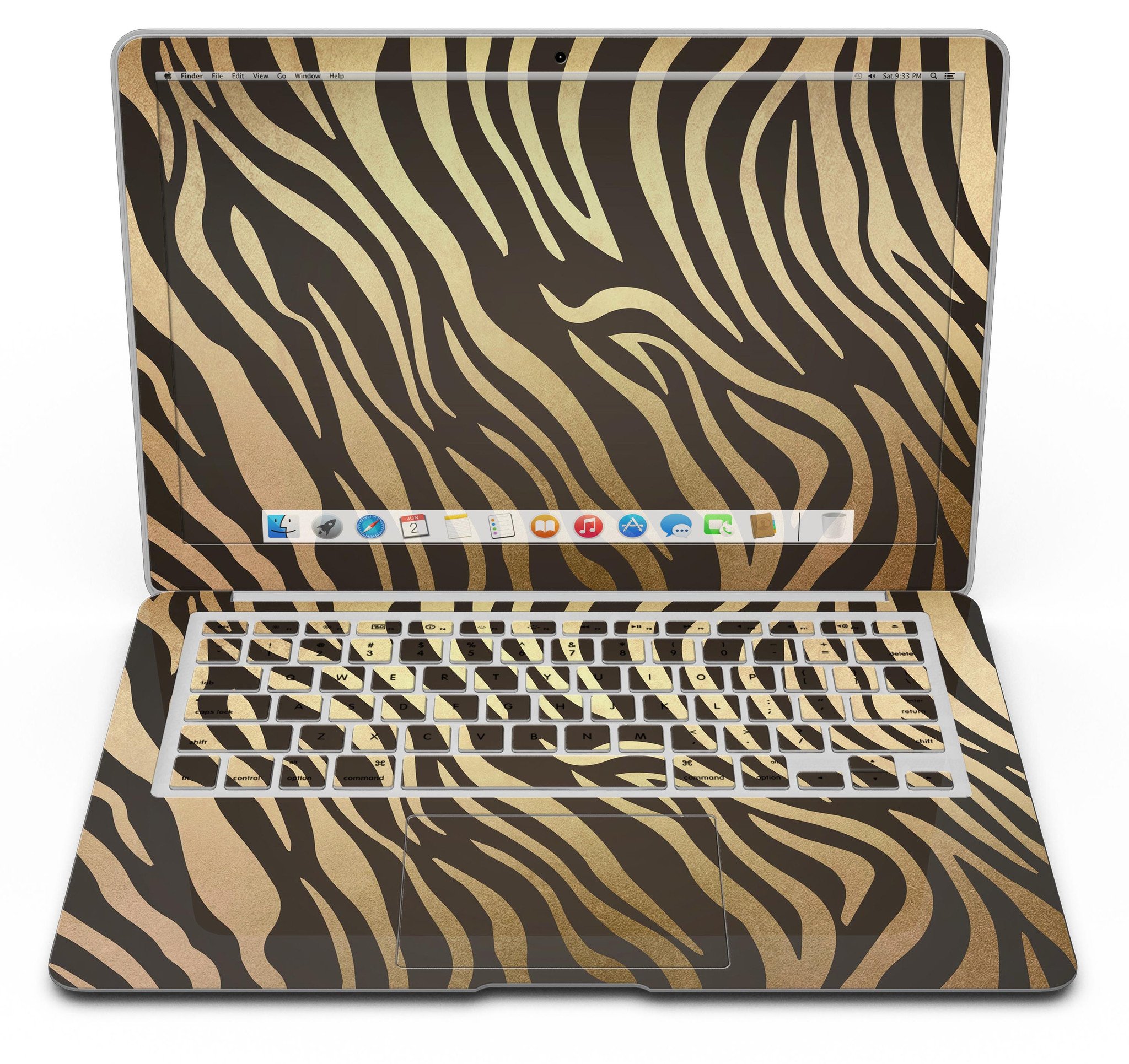 Dark Gold Flaked Animal v6 MacBook Air Skin Kit showcasing premium vinyl design.