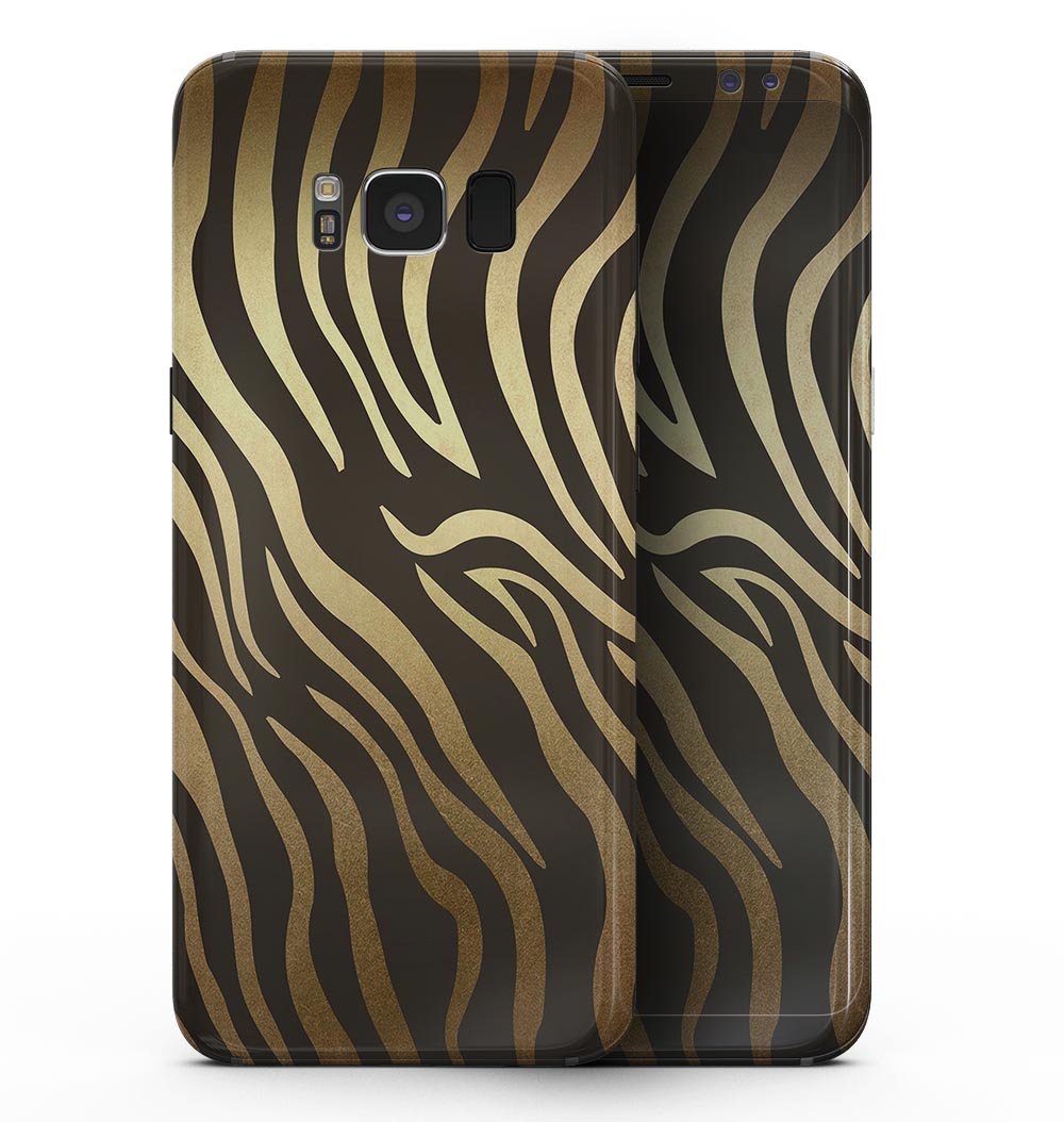 Dark Gold Flaked Animal v6 skin kit for Samsung Galaxy S8, showcasing a stylish design with a premium vinyl finish.