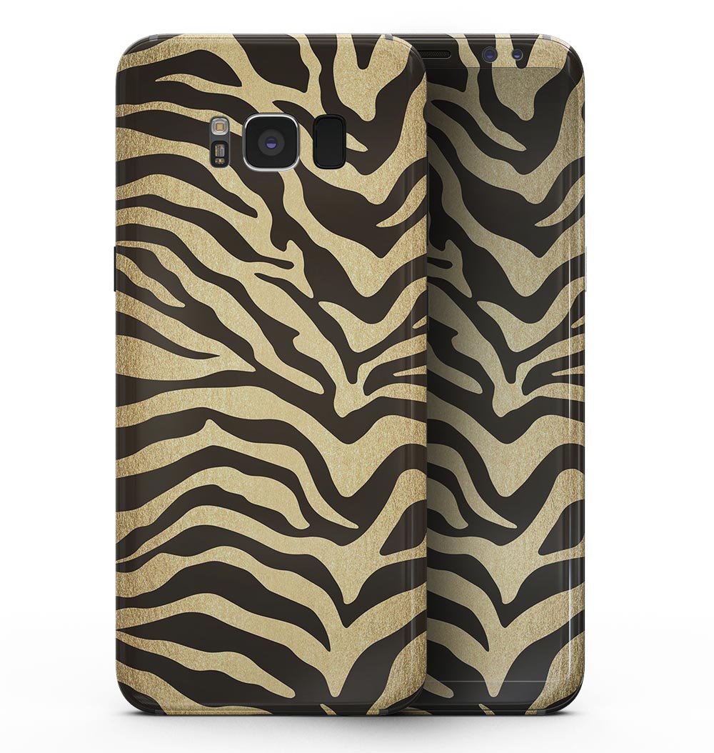 Dark Gold Flaked Animal v7 Full-Body Skin Kit for Samsung Galaxy S8, showcasing a stylish design with premium vinyl material.