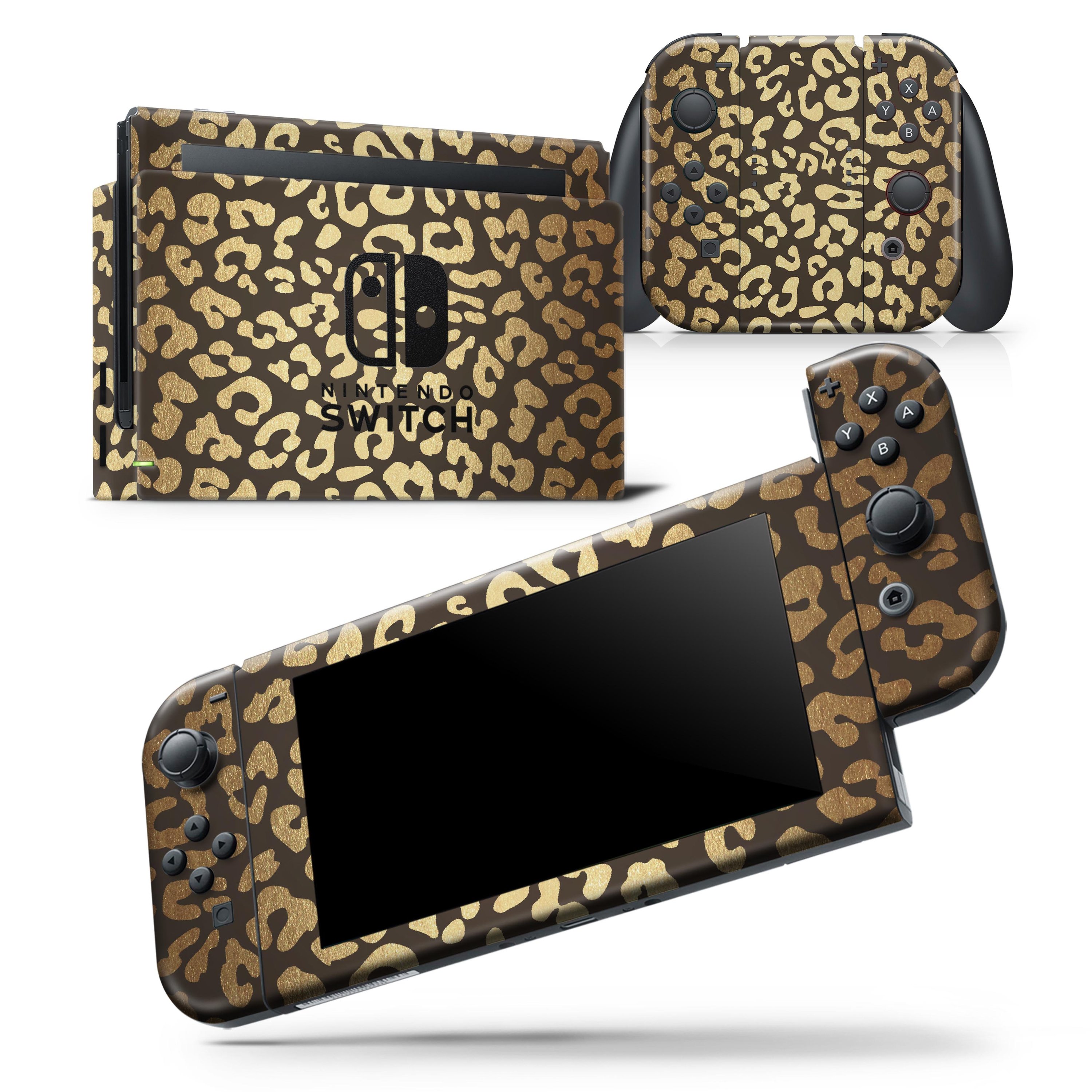 Dark Gold Flaked Skin Wrap Decal for Nintendo Switch Lite, showcasing a stylish design that fits snugly on the console and controllers.