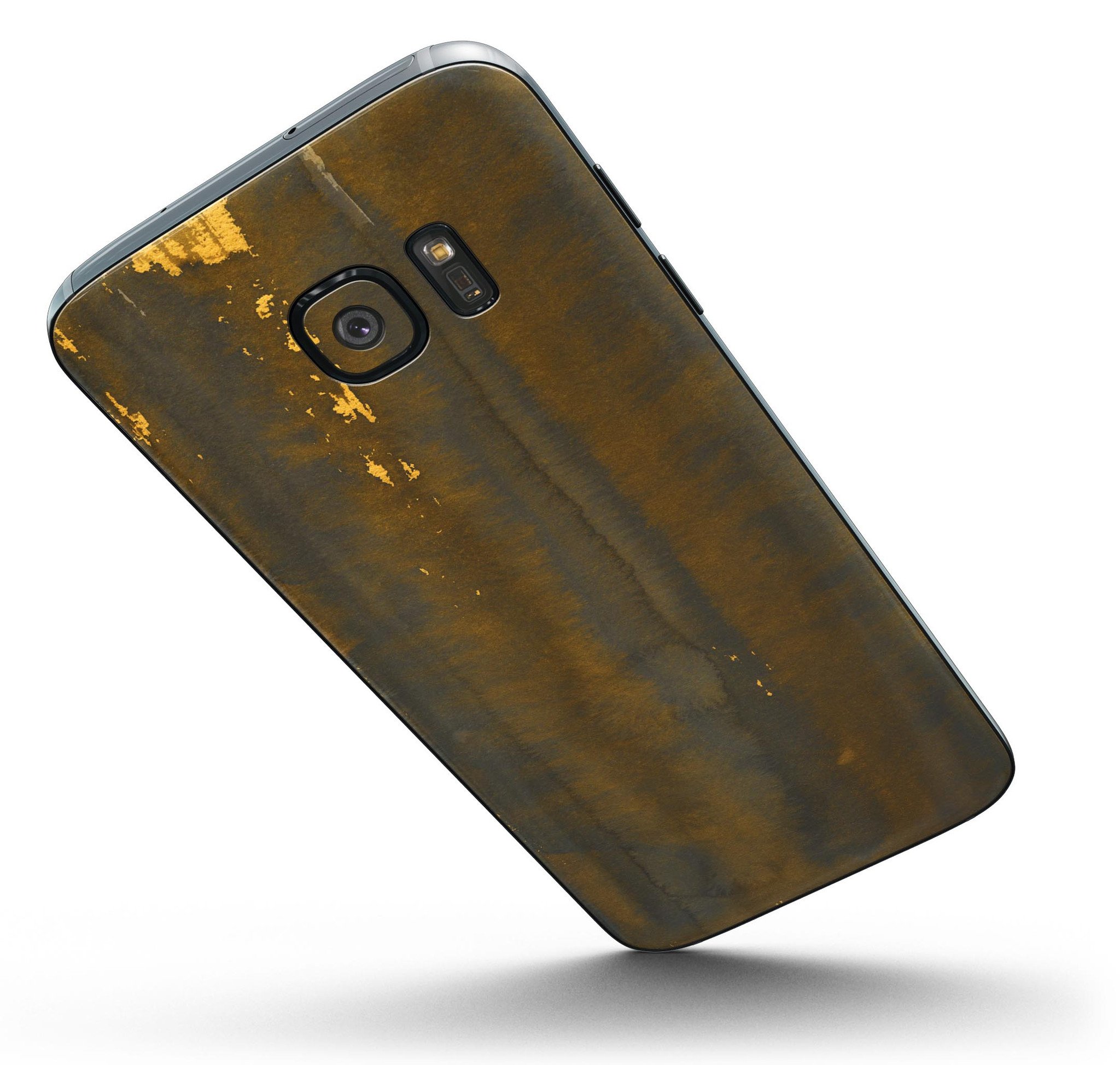 Dark Gold Reflection Skin-Kit for Samsung Galaxy S7/S7 Edge with gold specks, showcasing its premium vinyl finish and full-body coverage.