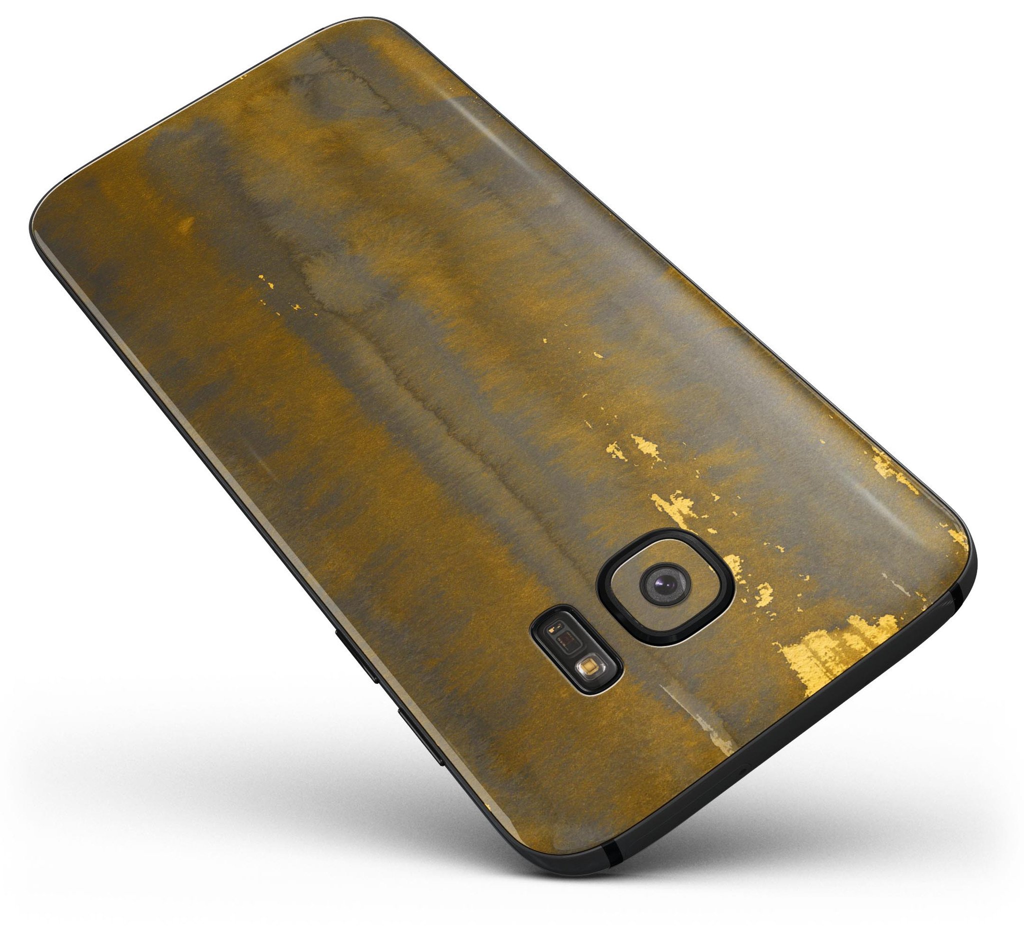 Dark Gold Reflection Skin-Kit for Samsung Galaxy S7/S7 Edge with gold specks, showcasing its premium vinyl finish and full-body coverage.