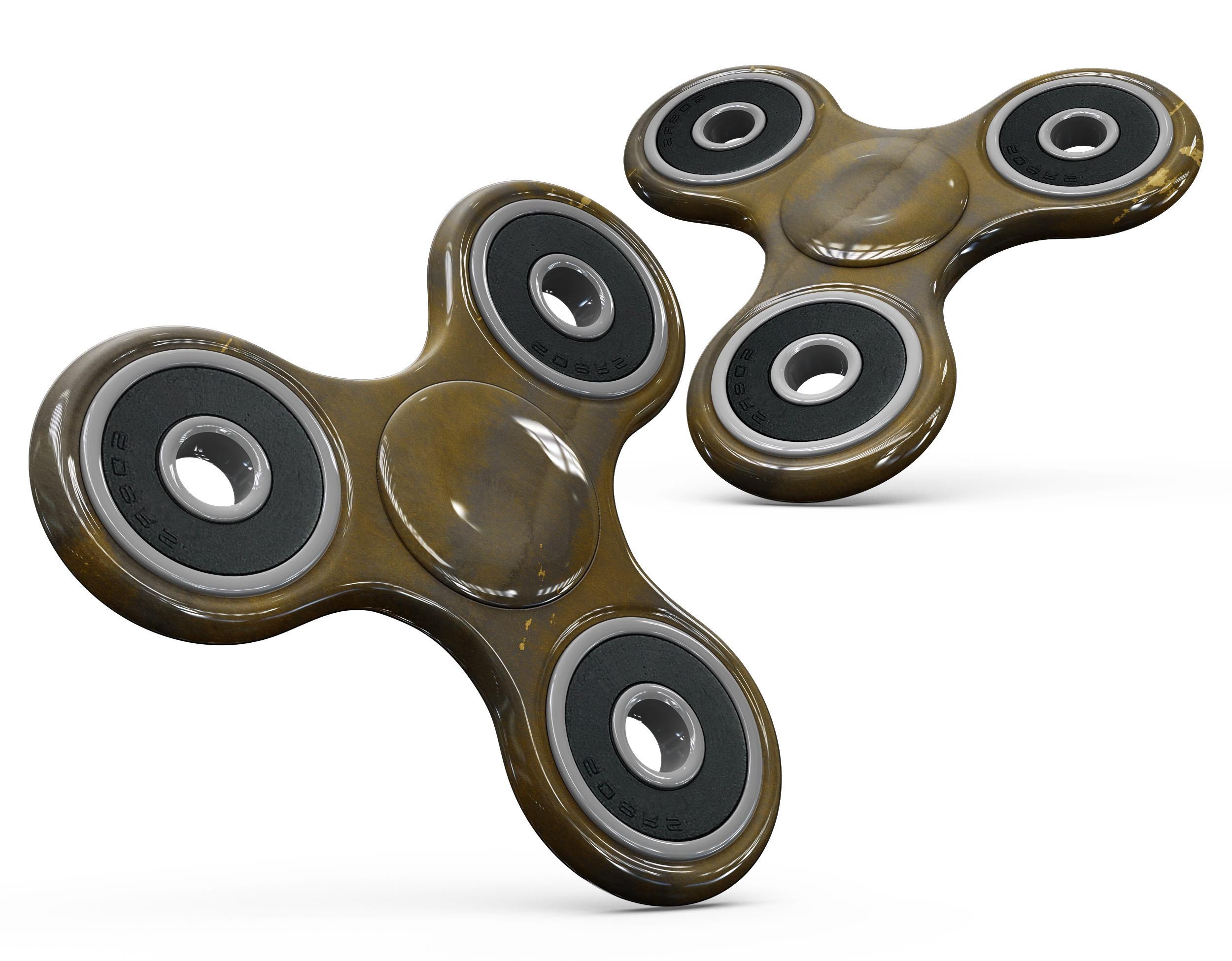 Dark gold reflection fidget spinner skin with gold specks, showcasing a stylish design for personalization and protection.