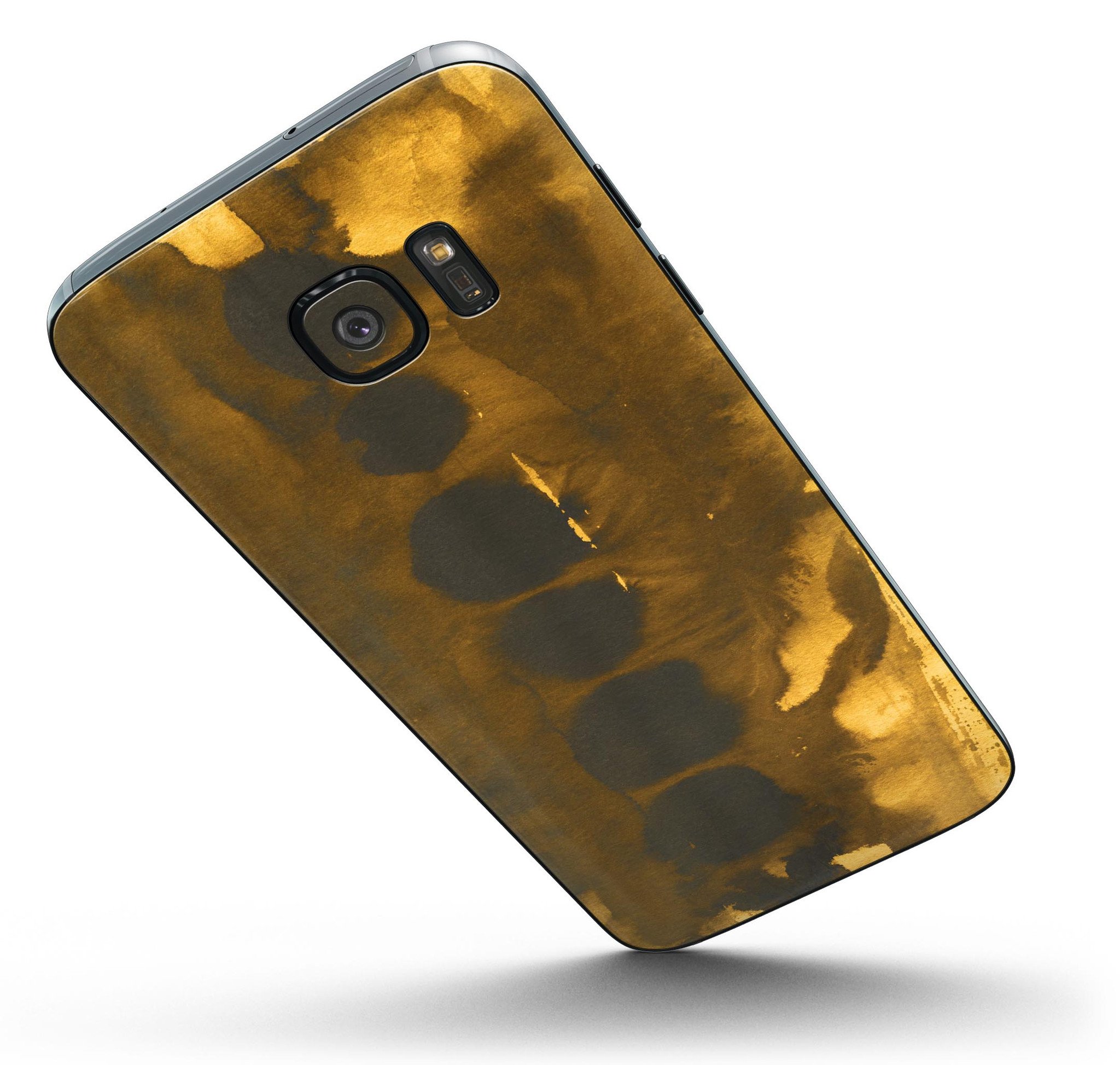 Dark Gray and Gold Cavern Full Body Skin-Kit for Samsung Galaxy S7 and S7 Edge, showcasing sleek design and premium vinyl material.