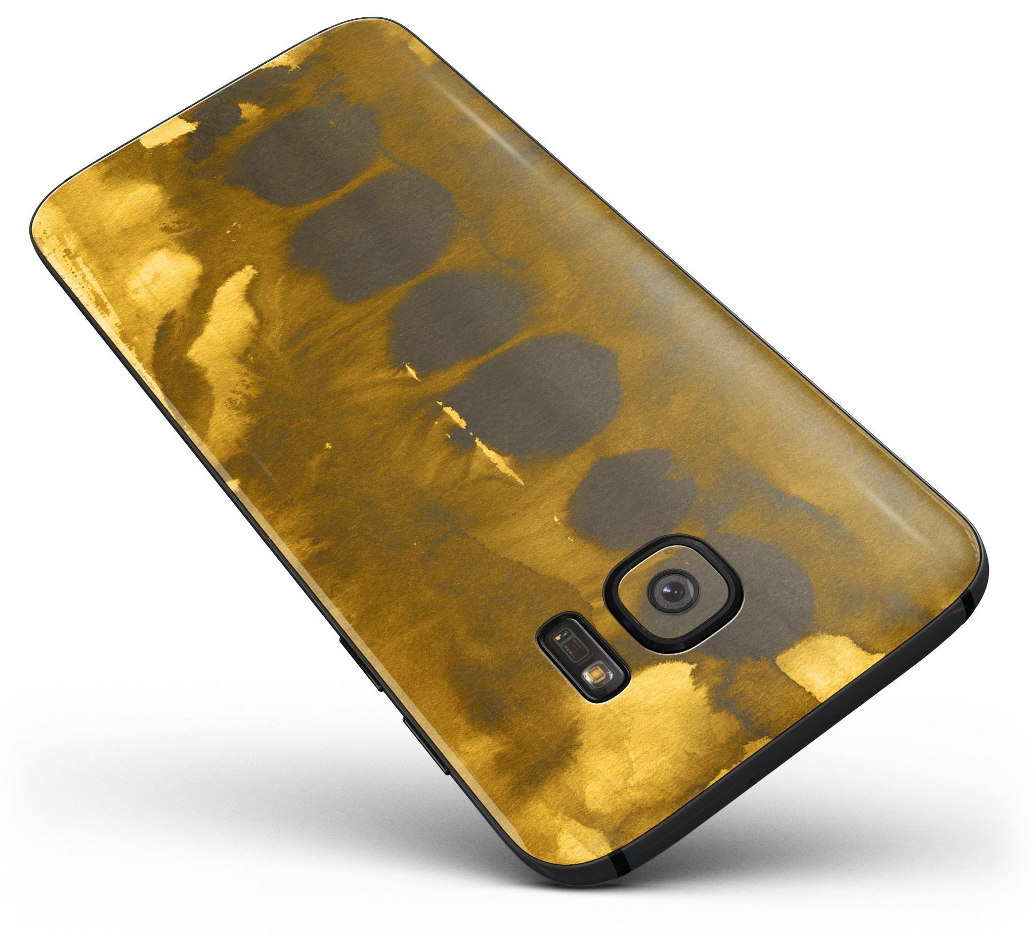 Dark Gray and Gold Cavern Full Body Skin-Kit for Samsung Galaxy S7 and S7 Edge, showcasing sleek design and premium vinyl material.