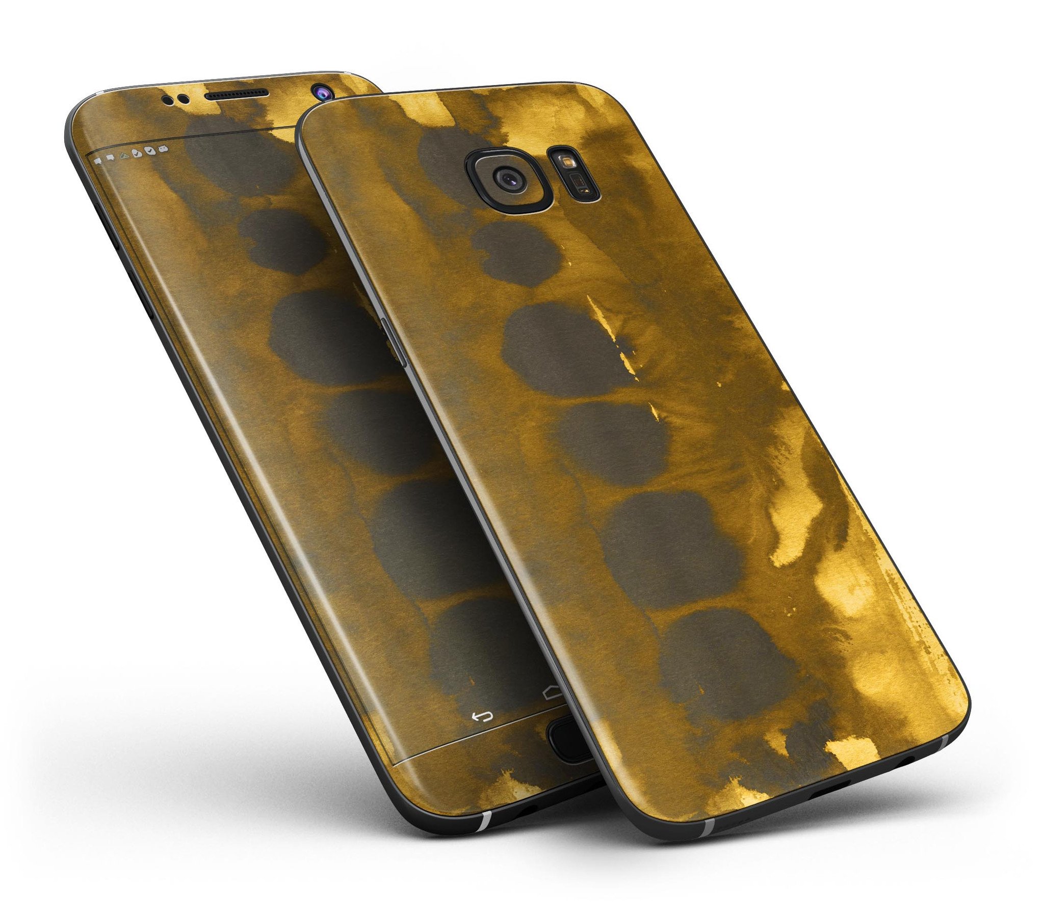 Dark Gray and Gold Cavern Full Body Skin-Kit for Samsung Galaxy S7 and S7 Edge, showcasing sleek design and premium vinyl material.