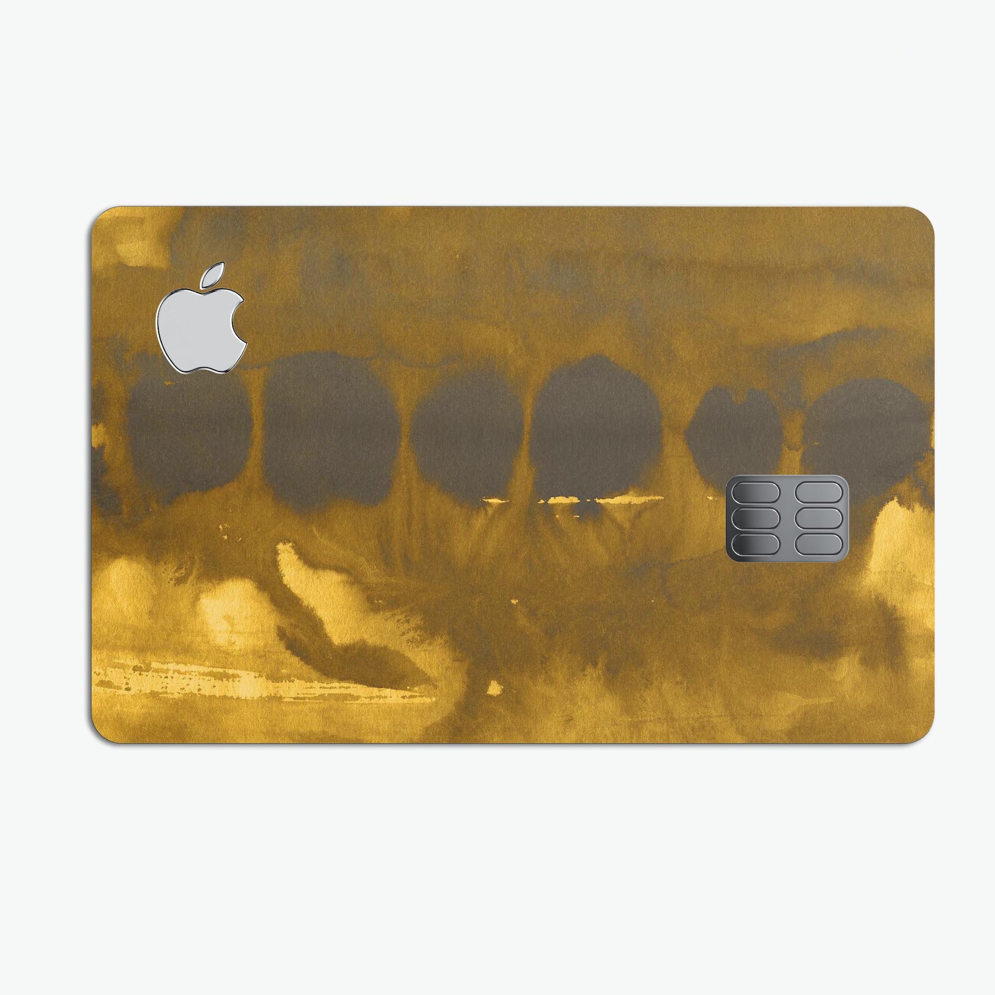 Dark Gray and Gold Cavern skin kit for Apple Card, showcasing premium vinyl design and protective features.