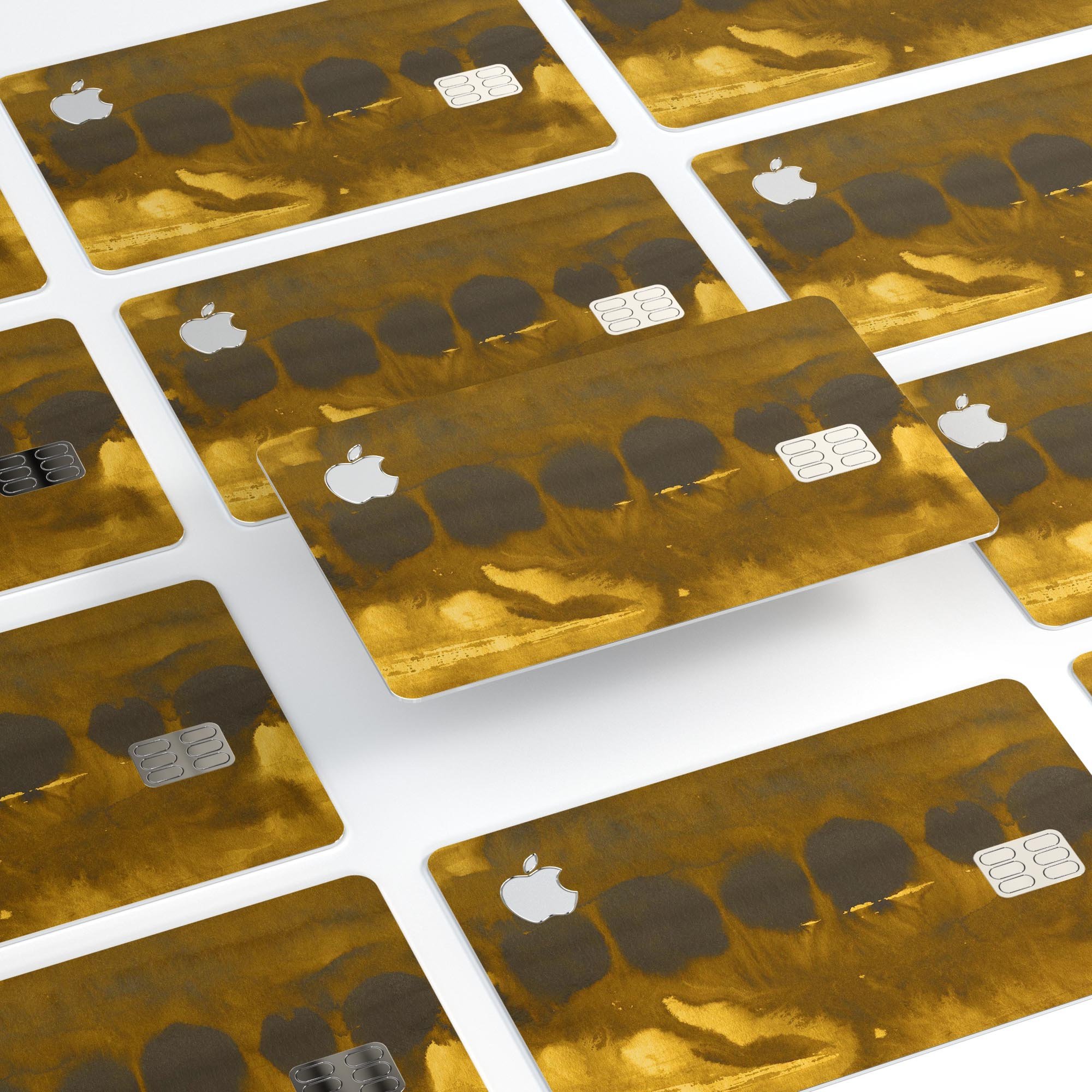 Dark Gray and Gold Cavern skin kit for Apple Card, showcasing premium vinyl design and protective features.