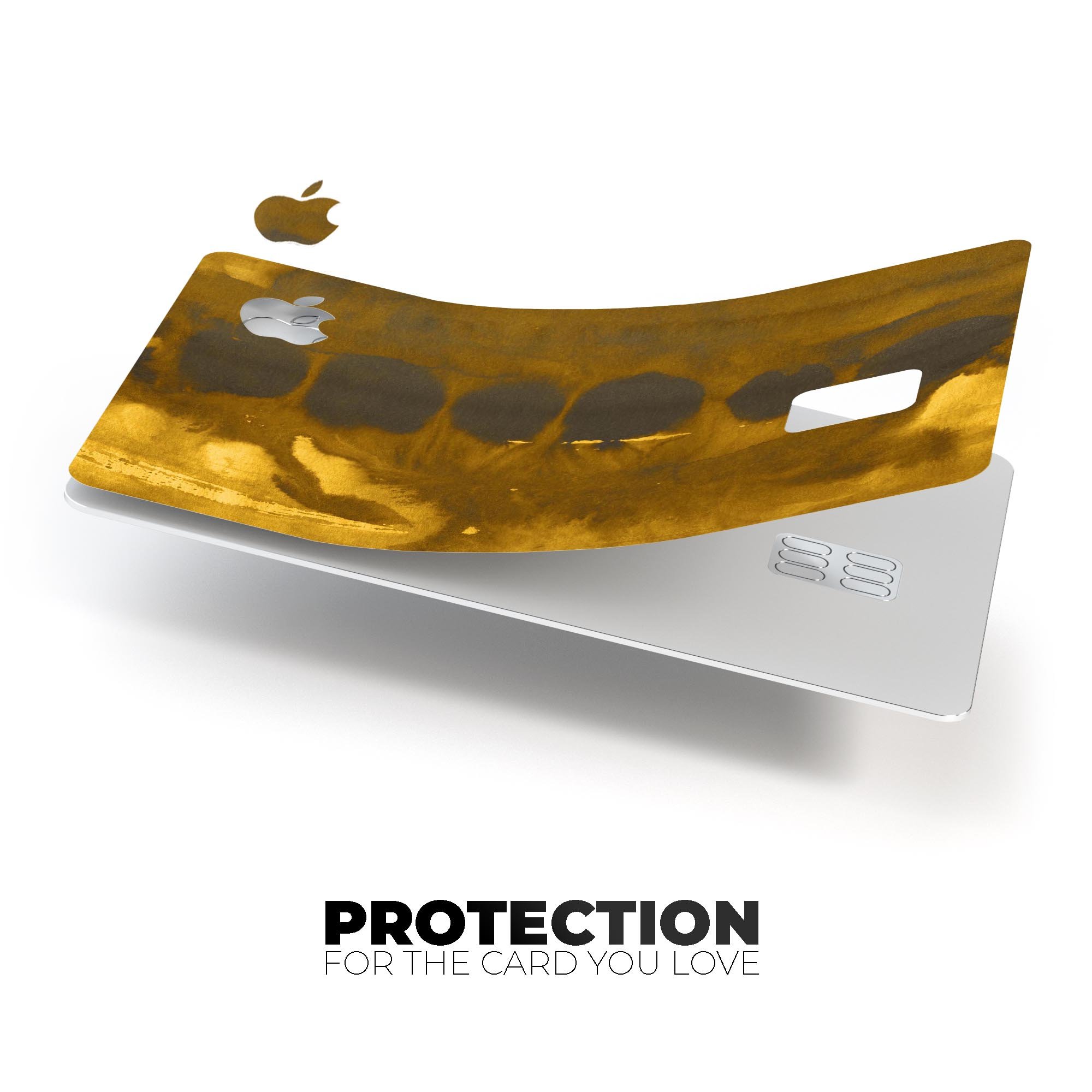 Dark Gray and Gold Cavern skin kit for Apple Card, showcasing premium vinyl design and protective features.