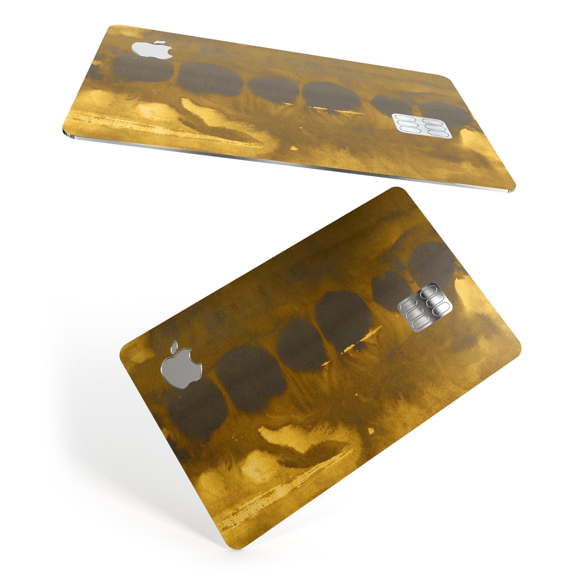 Dark Gray and Gold Cavern skin kit for Apple Card, showcasing premium vinyl design and protective features.