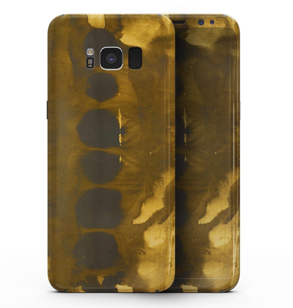 Dark Gray and Gold Cavern skin kit for Samsung Galaxy S8, showcasing a stylish design with premium vinyl material.