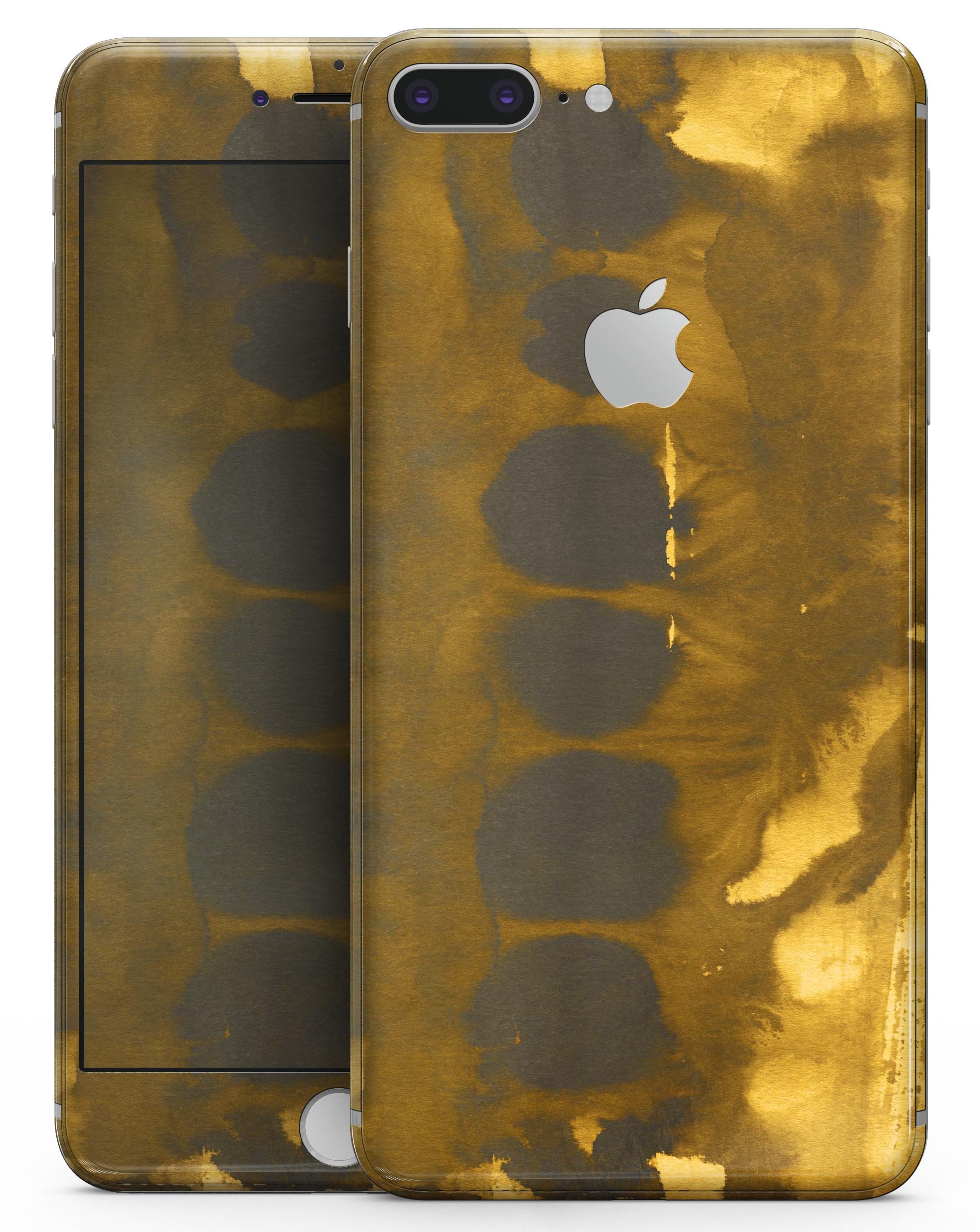 Dark Gray and Gold Cavern skin for iPhone 8 and 8 Plus, showcasing a stylish design with premium vinyl material.