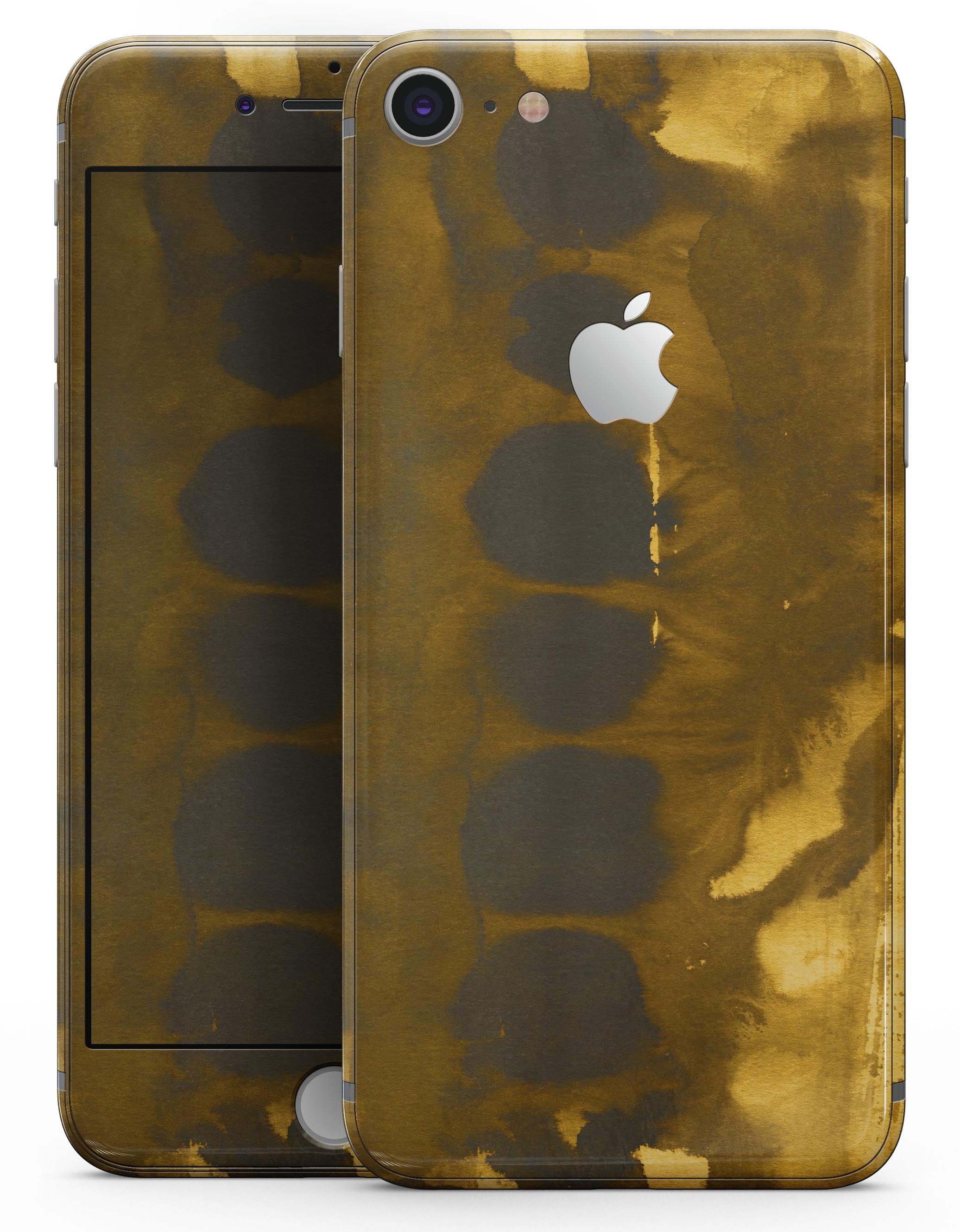 Dark Gray and Gold Cavern skin for iPhone 8 and 8 Plus, showcasing a stylish design with premium vinyl material.