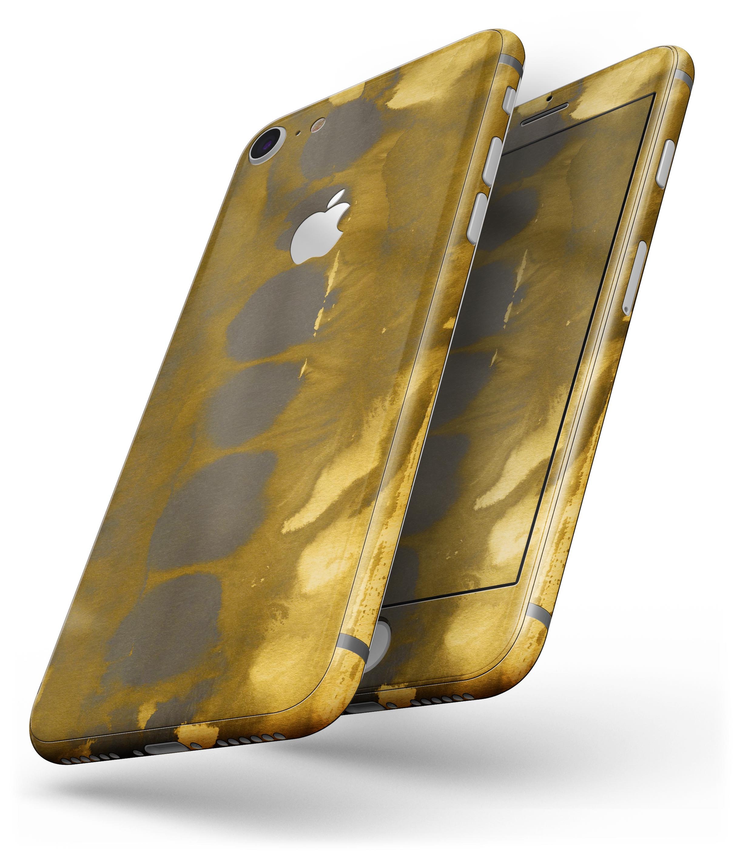 Dark Gray and Gold Cavern skin for iPhone 8 and 8 Plus, showcasing a stylish design with premium vinyl material.