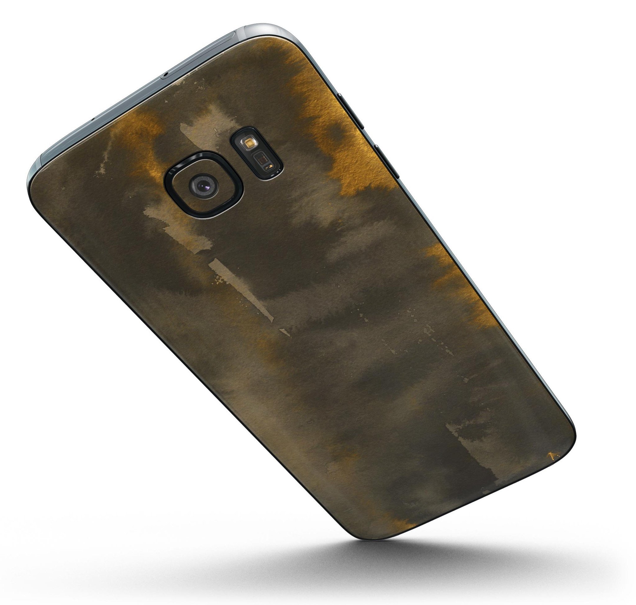 Dark Gray and Gold Cavern V3 Full Body Skin-Kit for Samsung Galaxy S7/S7 Edge, showcasing premium vinyl design and finish options.