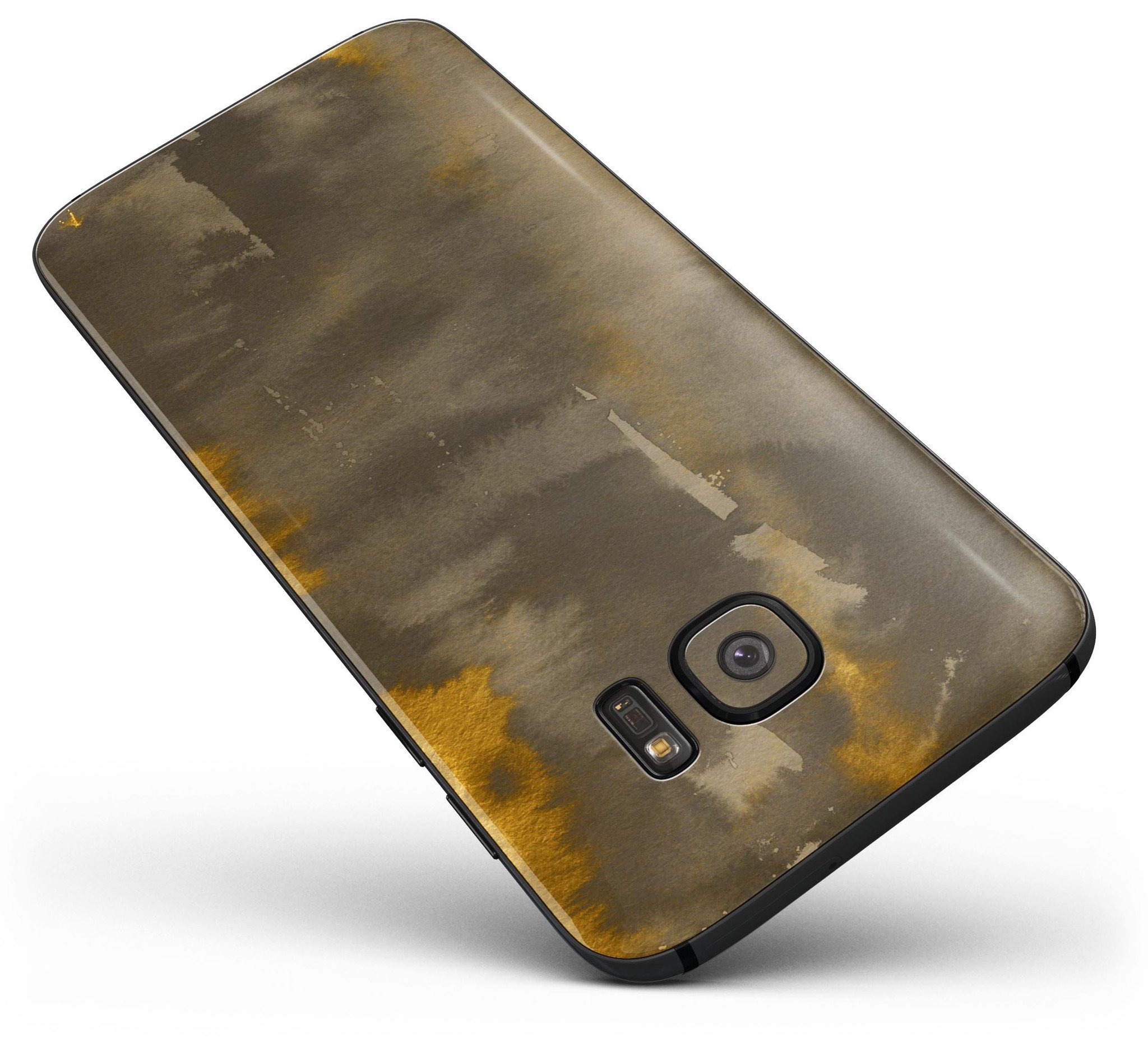 Dark Gray and Gold Cavern V3 Full Body Skin-Kit for Samsung Galaxy S7/S7 Edge, showcasing premium vinyl design and finish options.