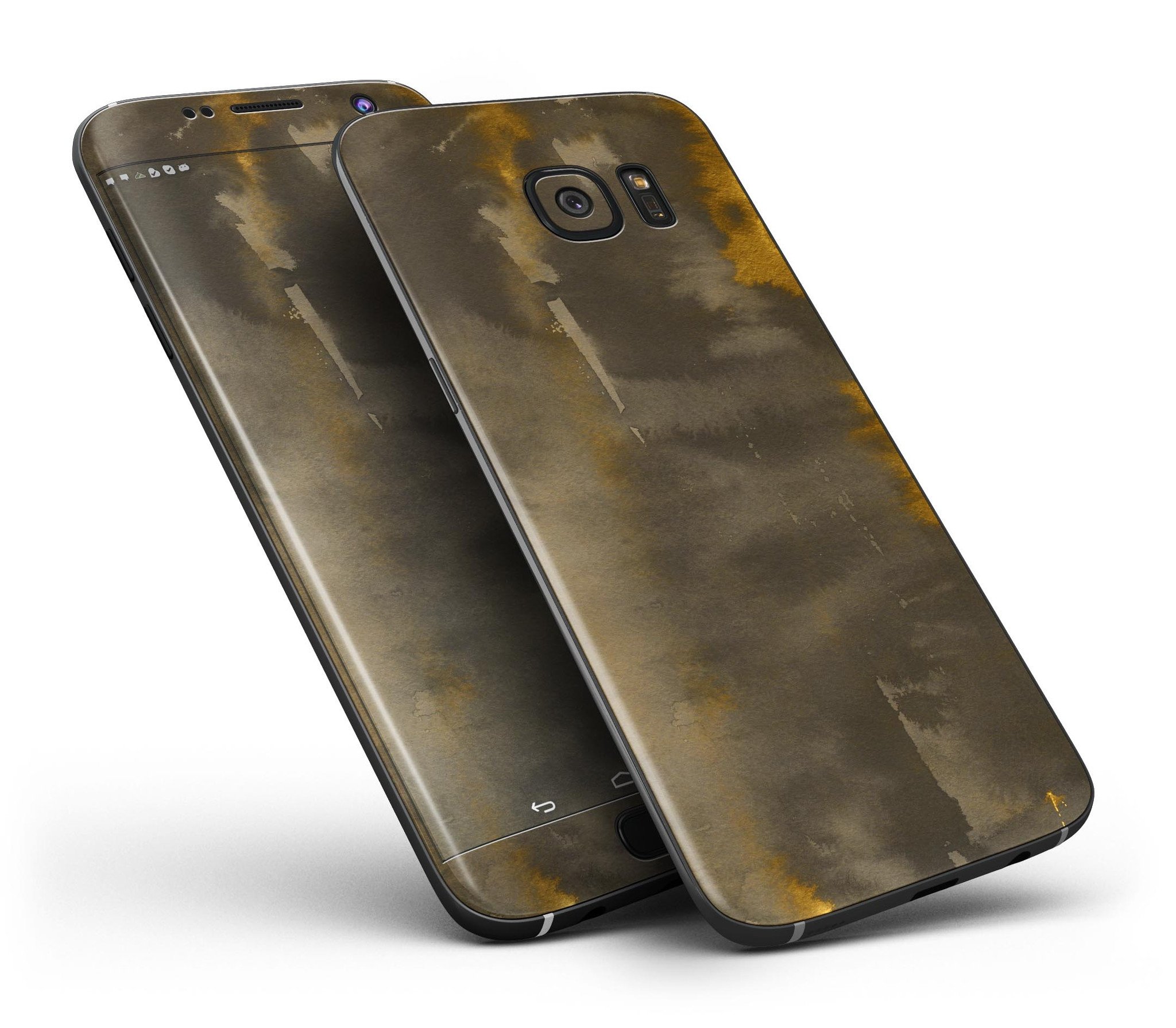 Dark Gray and Gold Cavern V3 Full Body Skin-Kit for Samsung Galaxy S7/S7 Edge, showcasing premium vinyl design and finish options.