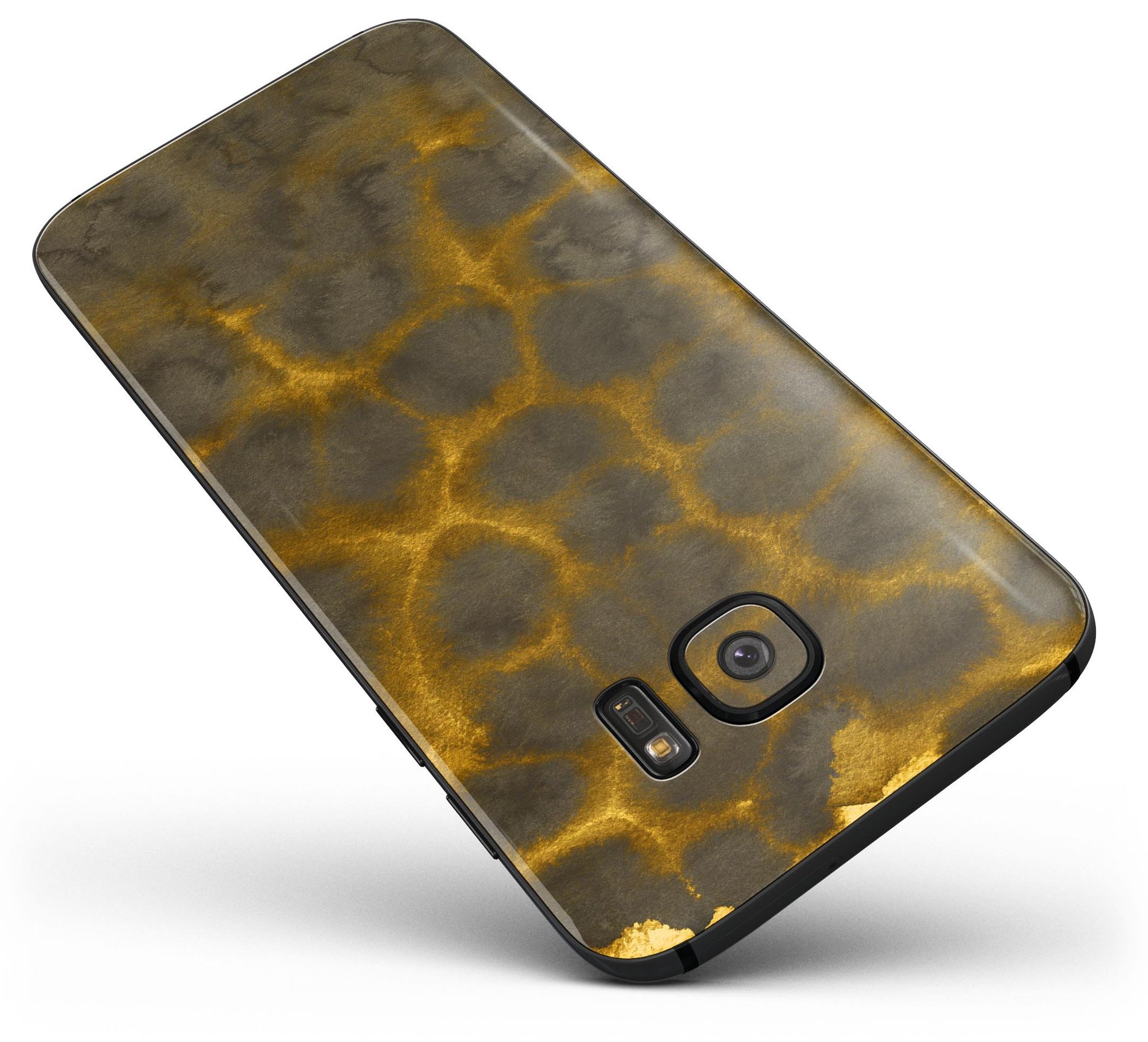 Dark Gray and Golden Honeycomb Full Body Skin-Kit for Samsung Galaxy S7/S7 Edge, showcasing a stylish design and premium vinyl material.