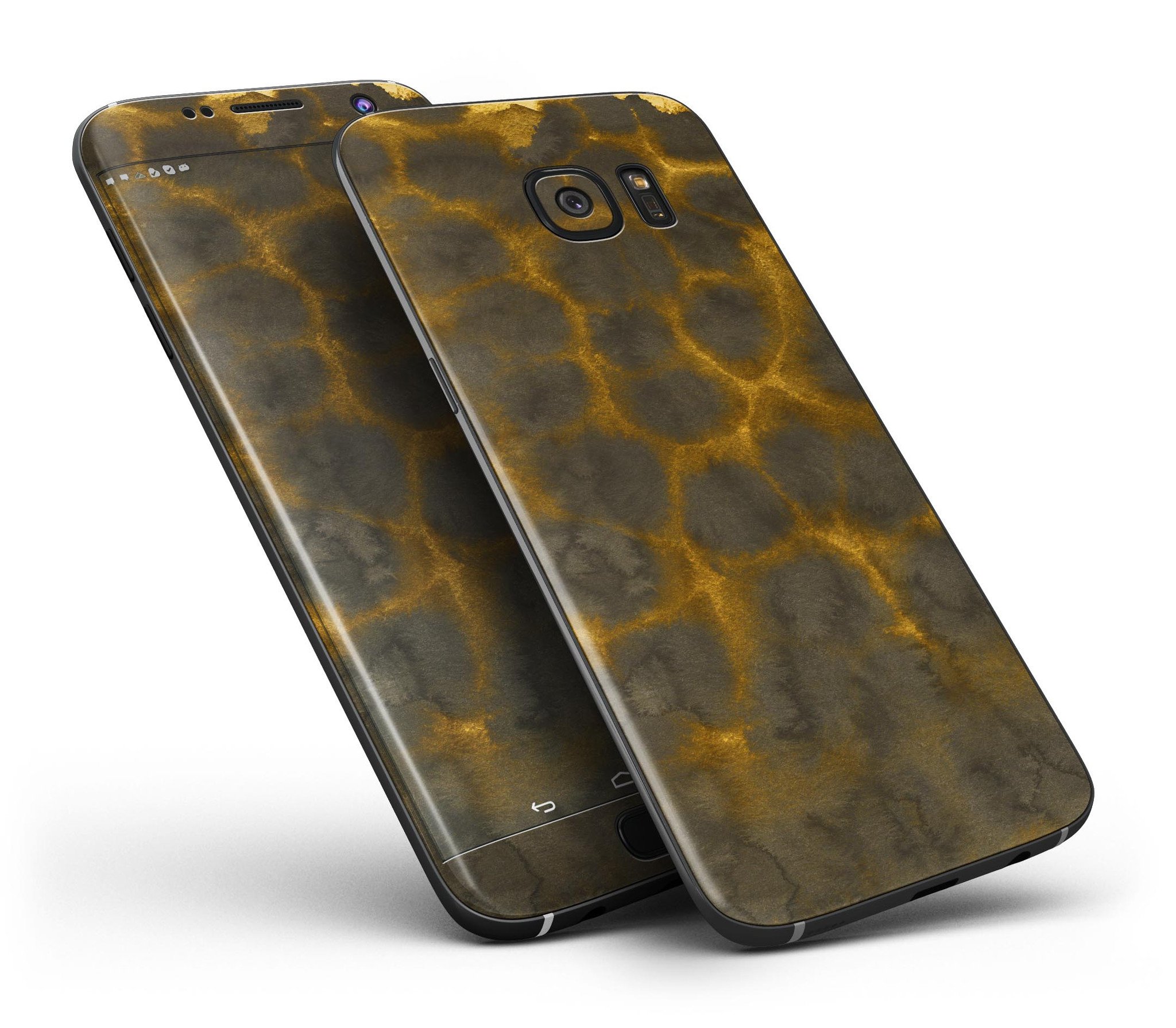 Dark Gray and Golden Honeycomb Full Body Skin-Kit for Samsung Galaxy S7/S7 Edge, showcasing a stylish design and premium vinyl material.