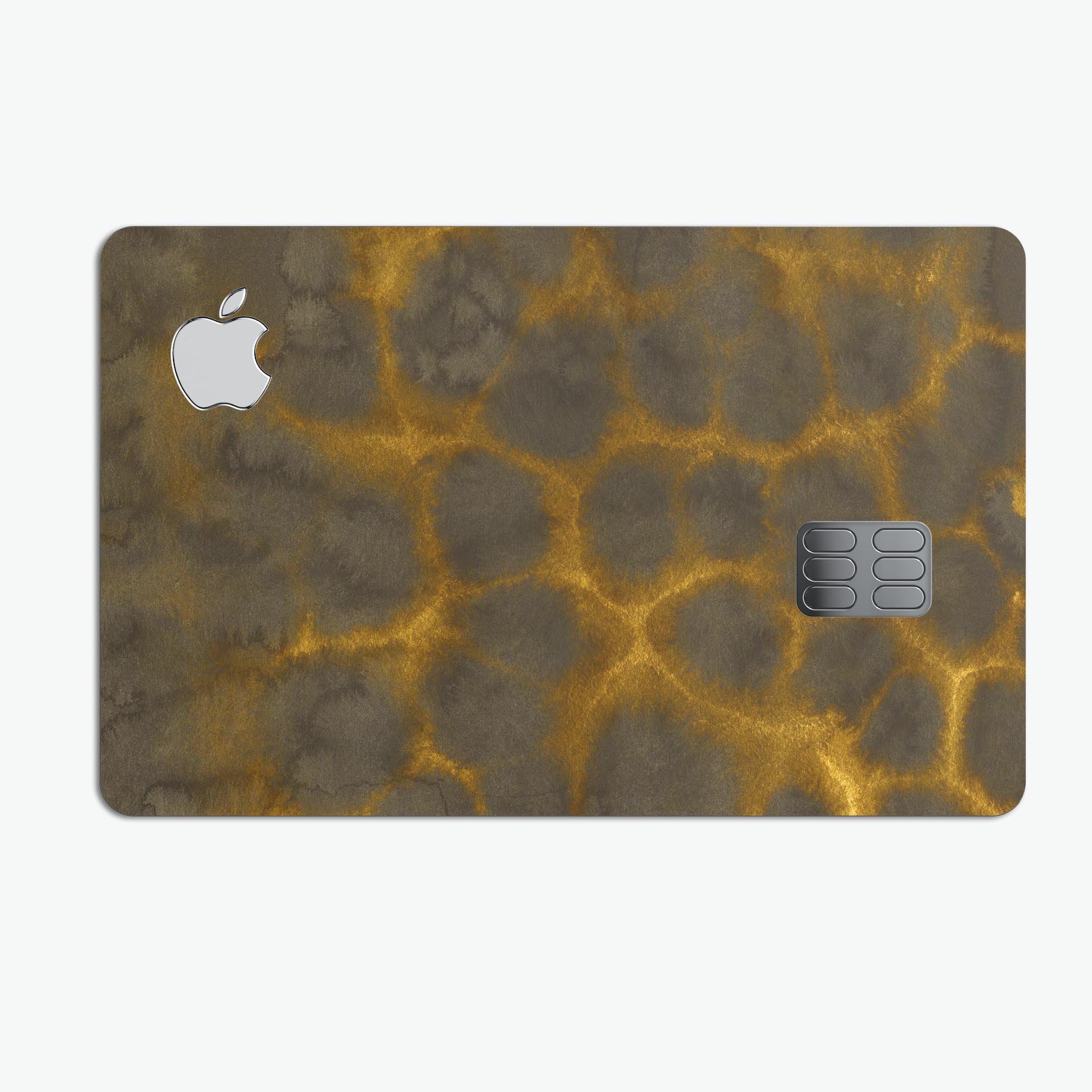 Dark Gray and Golden Honeycomb decal skin-kit for Apple Card, showcasing its premium design and protective features.