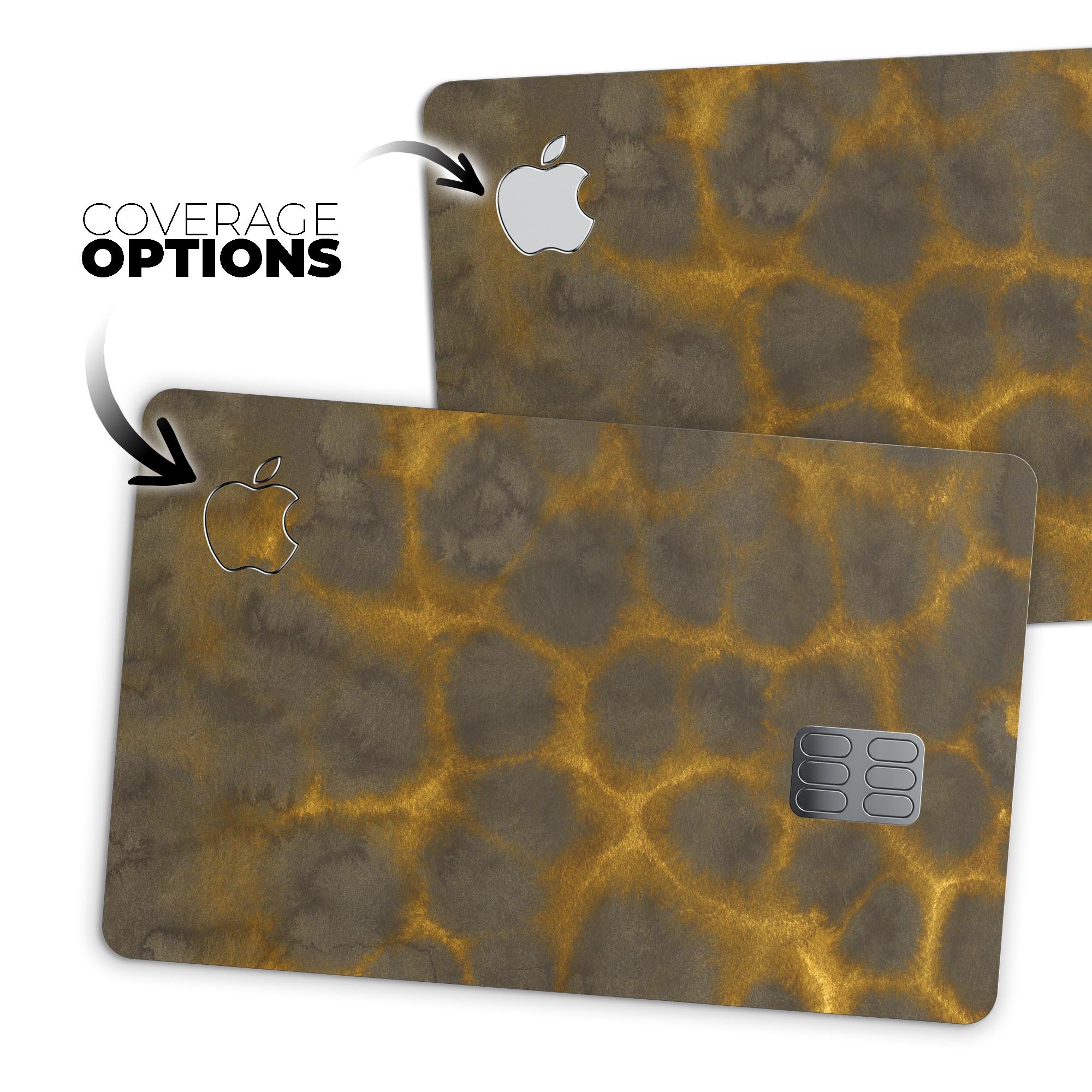 Dark Gray and Golden Honeycomb decal skin-kit for Apple Card, showcasing its premium design and protective features.