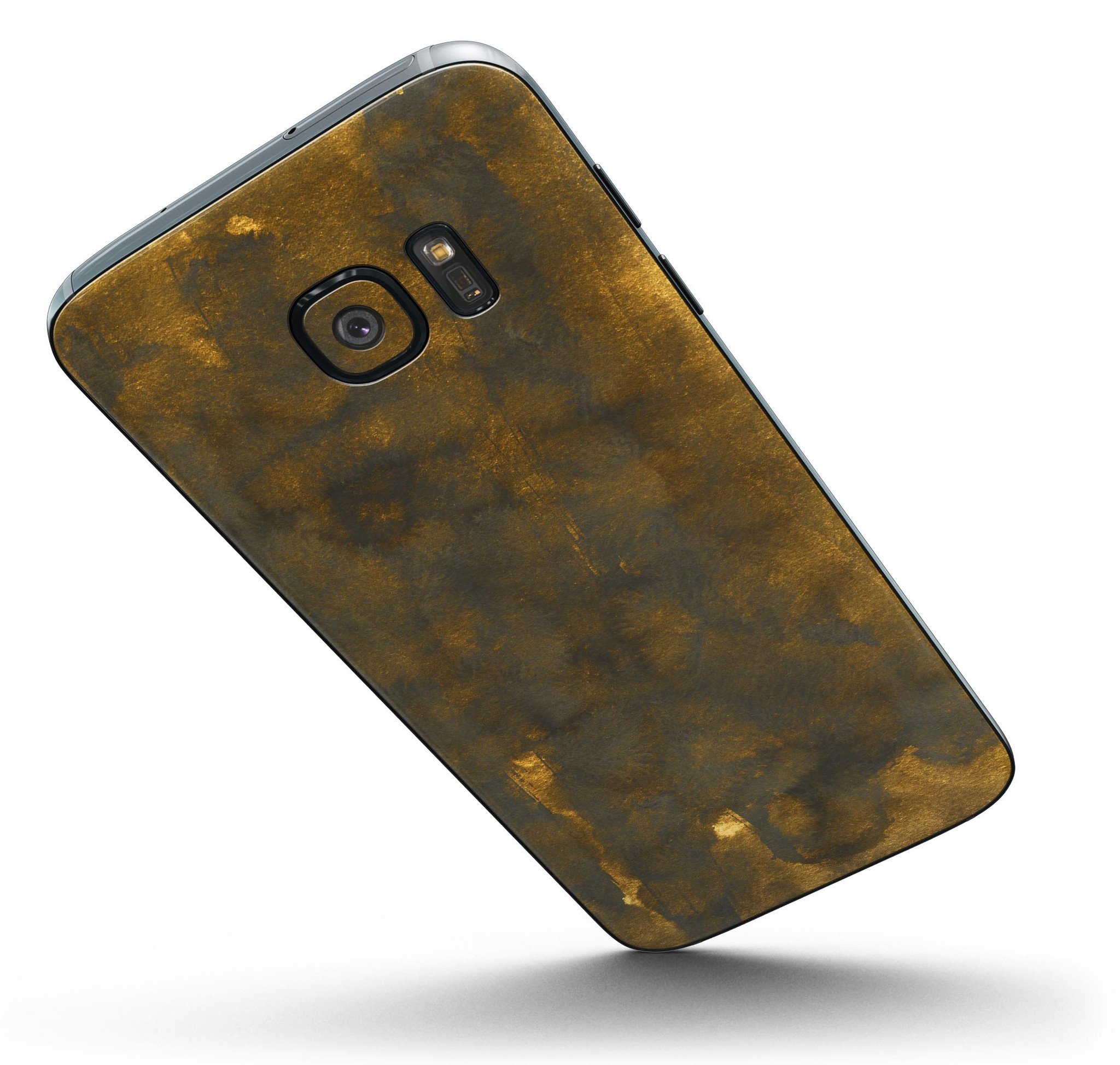 Dark Gray Storm skin for Samsung Galaxy S7/S7 Edge featuring golden light design, showcasing full-body coverage and premium vinyl material.