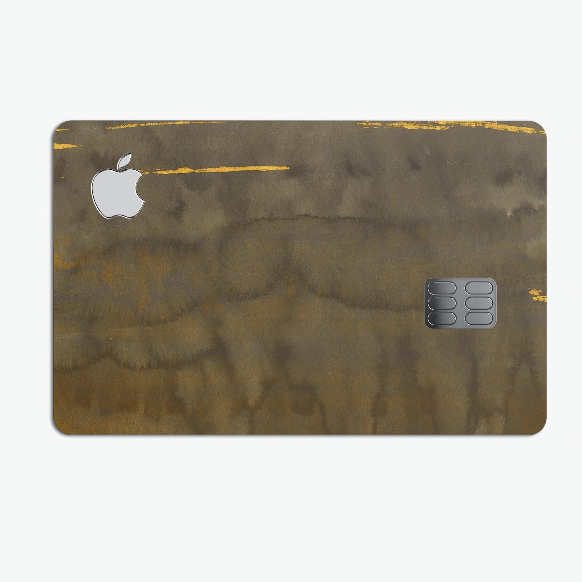 Dark Gray Watercolor Stains decal skin for Apple Card, showcasing premium vinyl design with a protective finish.