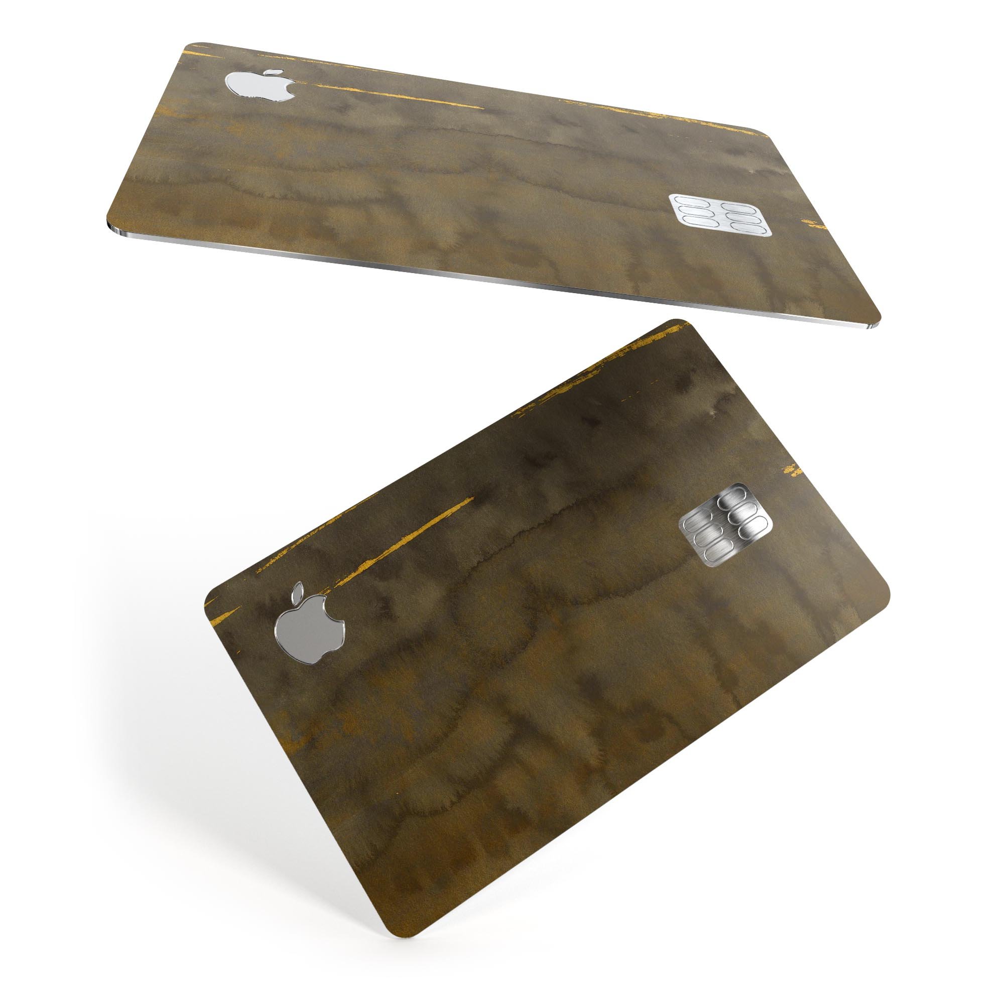 Dark Gray Watercolor Stains decal skin for Apple Card, showcasing premium vinyl design with a protective finish.