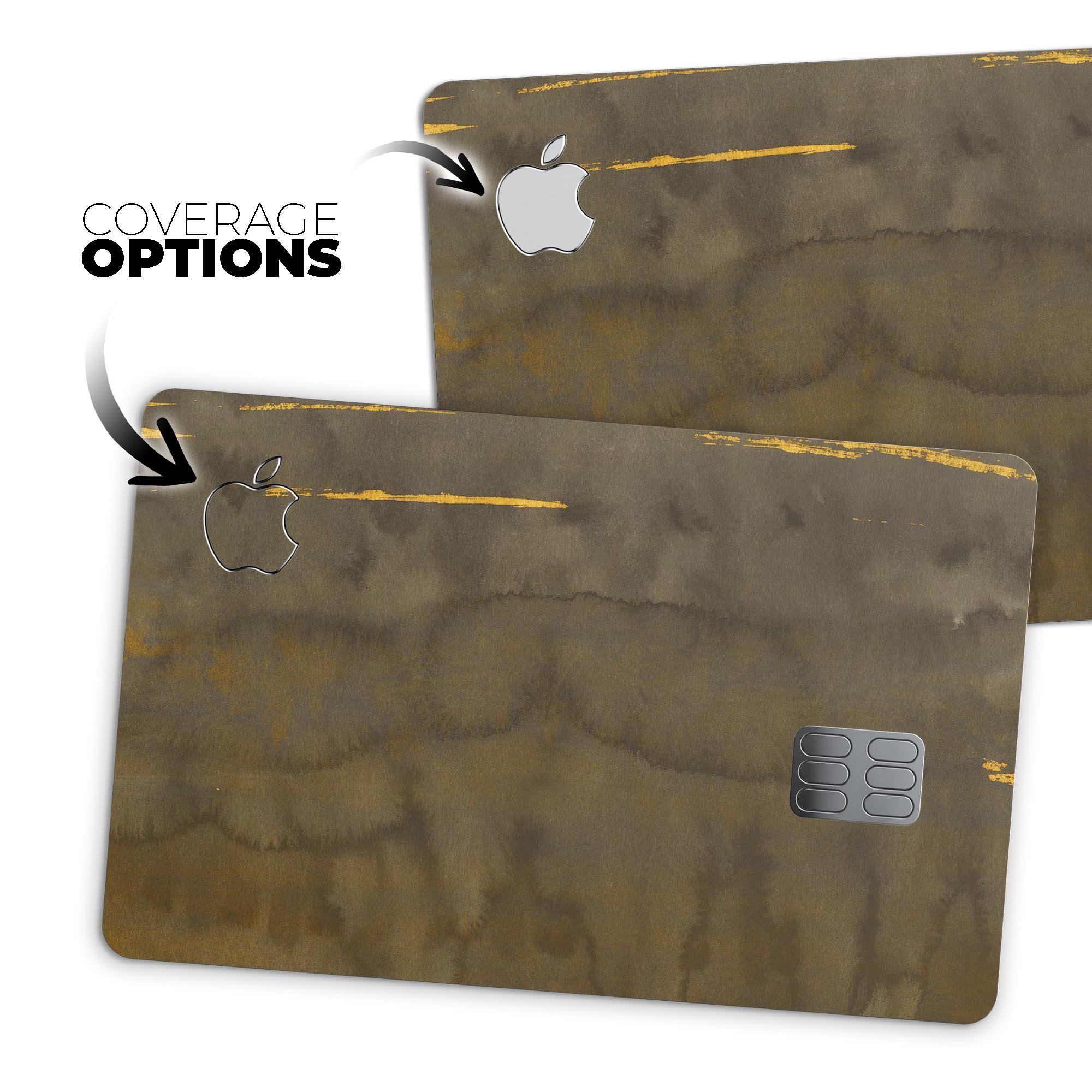 Dark Gray Watercolor Stains decal skin for Apple Card, showcasing premium vinyl design with a protective finish.