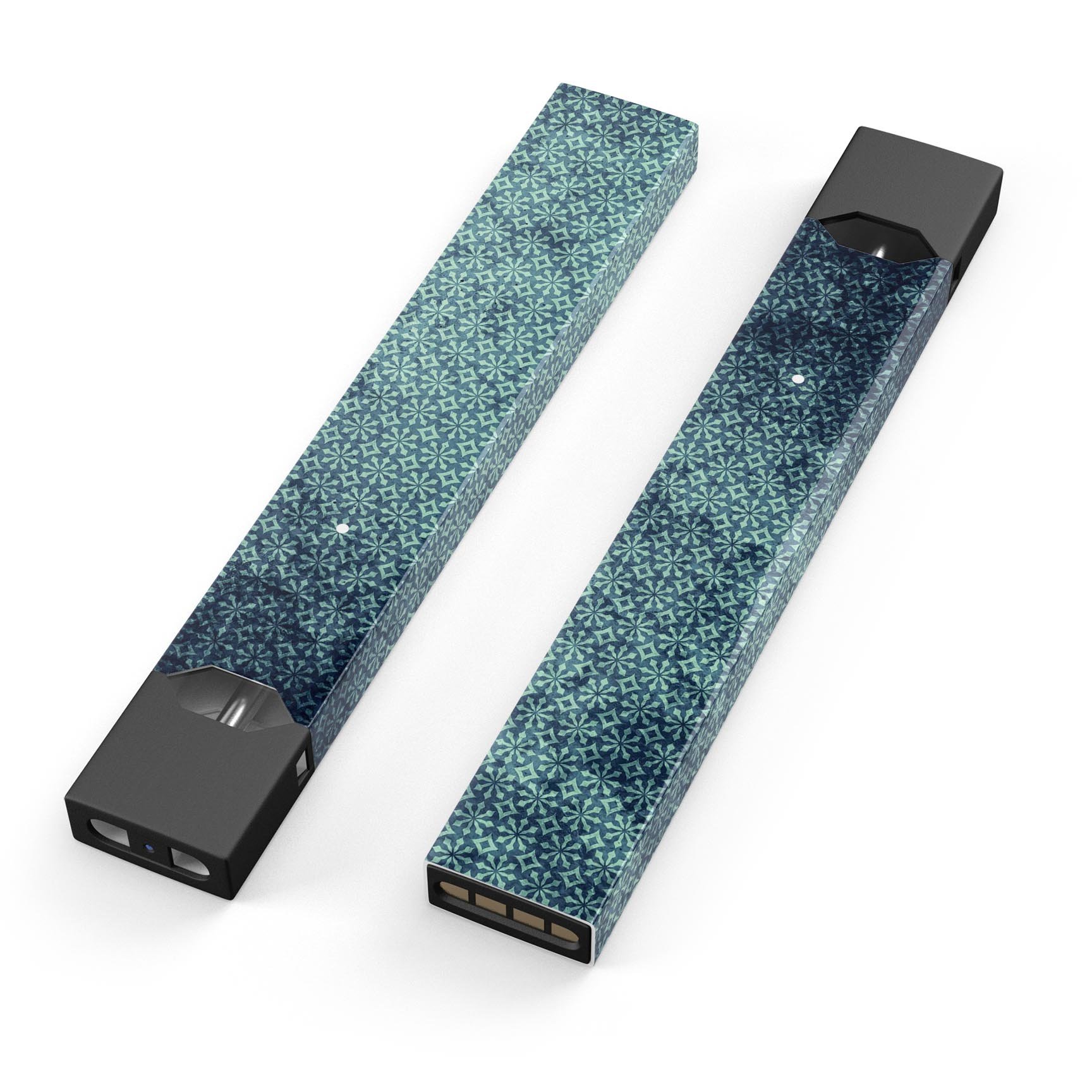 Dark Grungy Teal Micro Snowflake Pattern decal for JUUL vaping device, showcasing a stylish design with a protective finish.