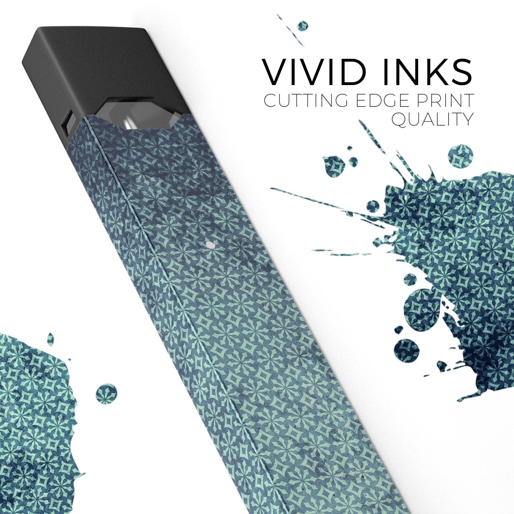 Dark Grungy Teal Micro Snowflake Pattern decal for JUUL vaping device, showcasing a stylish design with a protective finish.