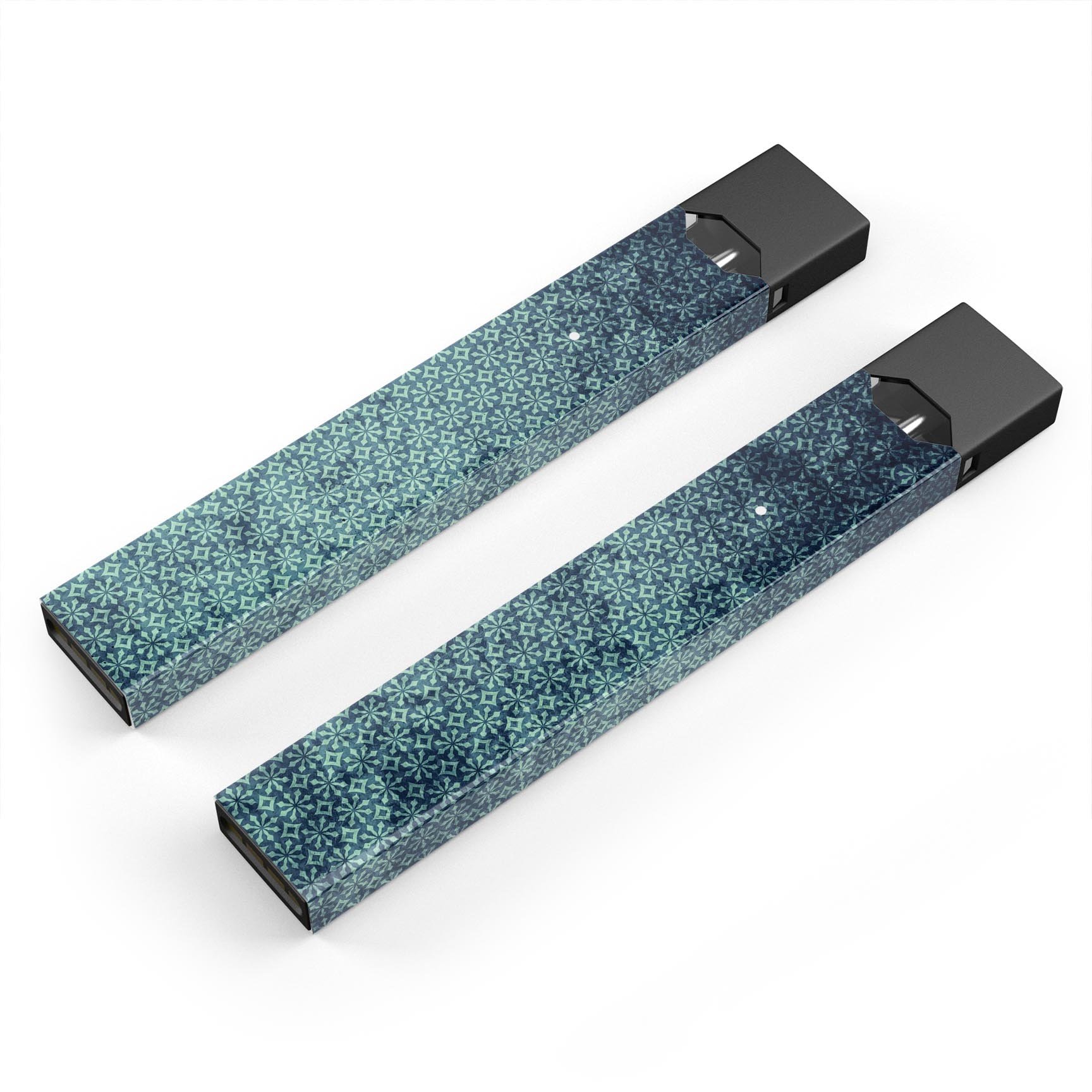 Dark Grungy Teal Micro Snowflake Pattern decal for JUUL vaping device, showcasing a stylish design with a protective finish.