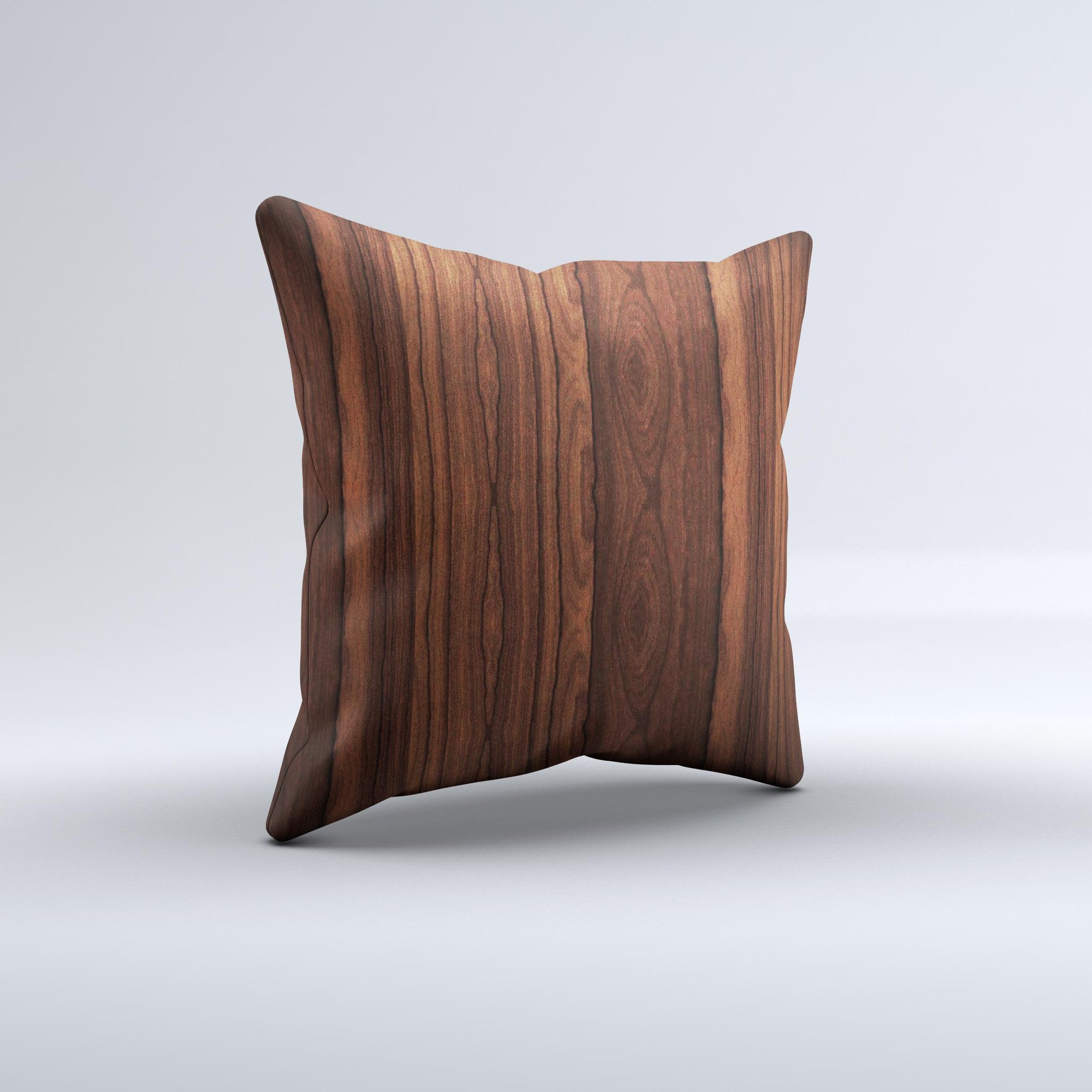 Dark Heavy WoodGrain Ink-Fuzed Decorative Throw Pillow showcasing unique handcrafted design and high-quality fabric.