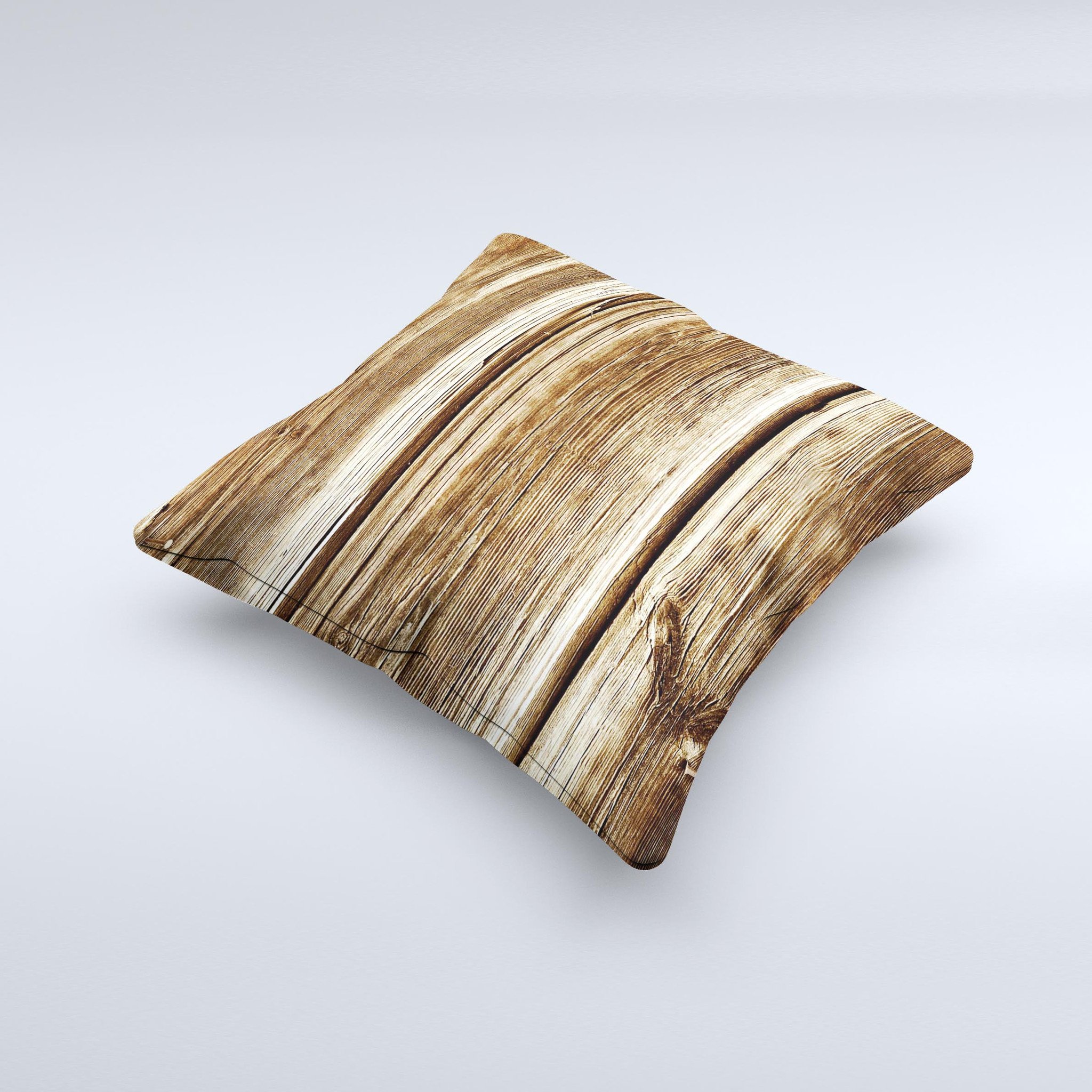 Dark Highlighted Old Wood ink-Fuzed Decorative Throw Pillow showcasing a rustic design with high-quality fabric and unique handcrafted details.