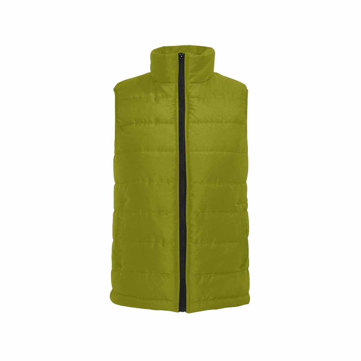 Dark Olive Green Men's Padded Vest featuring a quilted design and zipper closure, perfect for layering in cool weather.