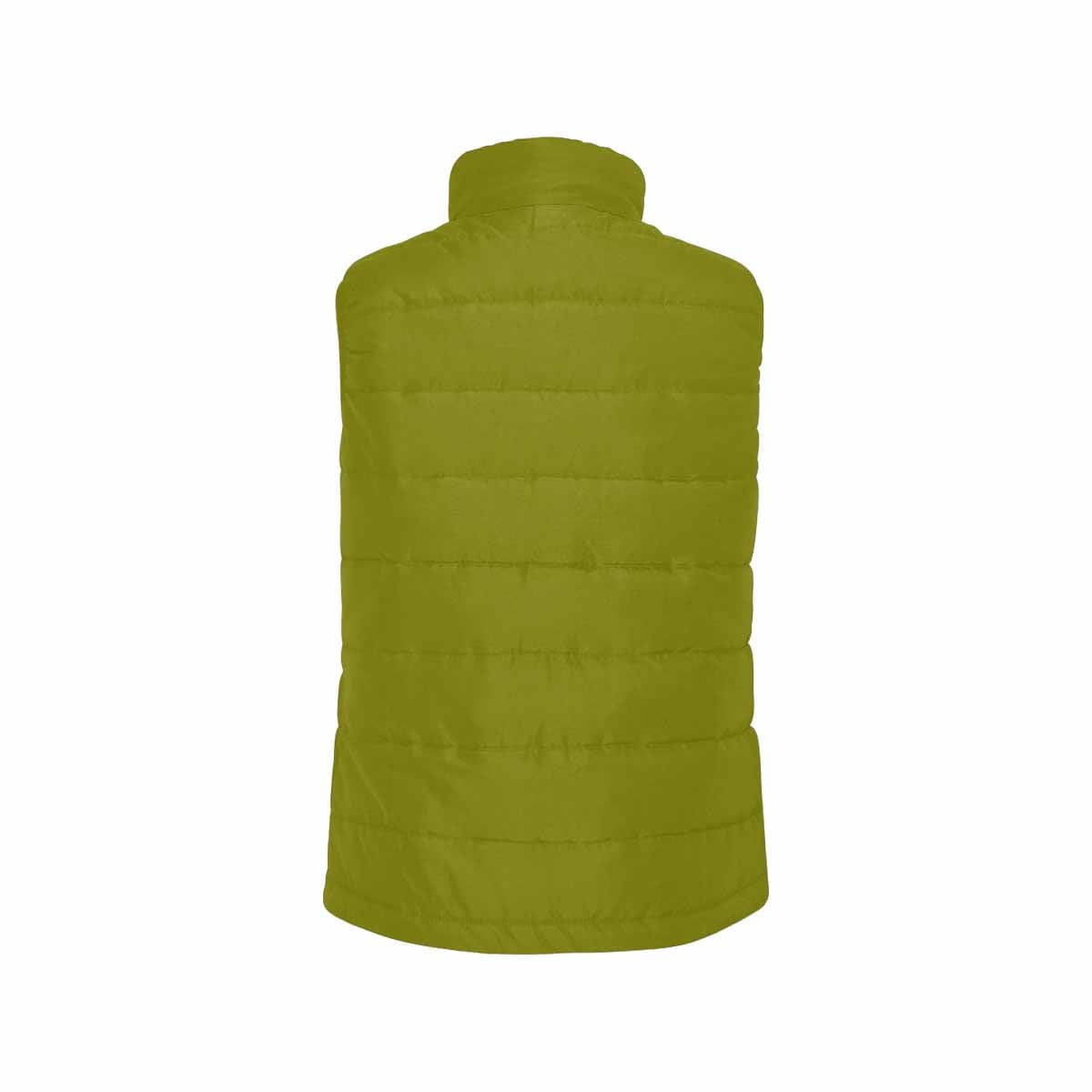 Dark Olive Green Men's Padded Vest featuring a quilted design and zipper closure, perfect for layering in cool weather.