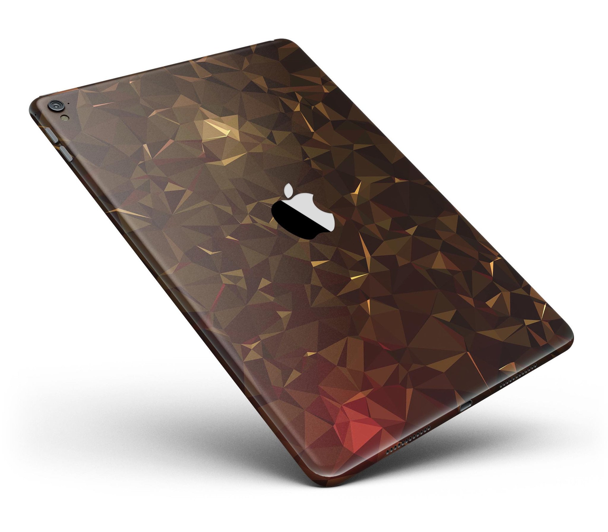 Dark Orange Geometric V13 Full Body Skin for iPad Pro, showcasing vibrant geometric patterns and premium vinyl material.