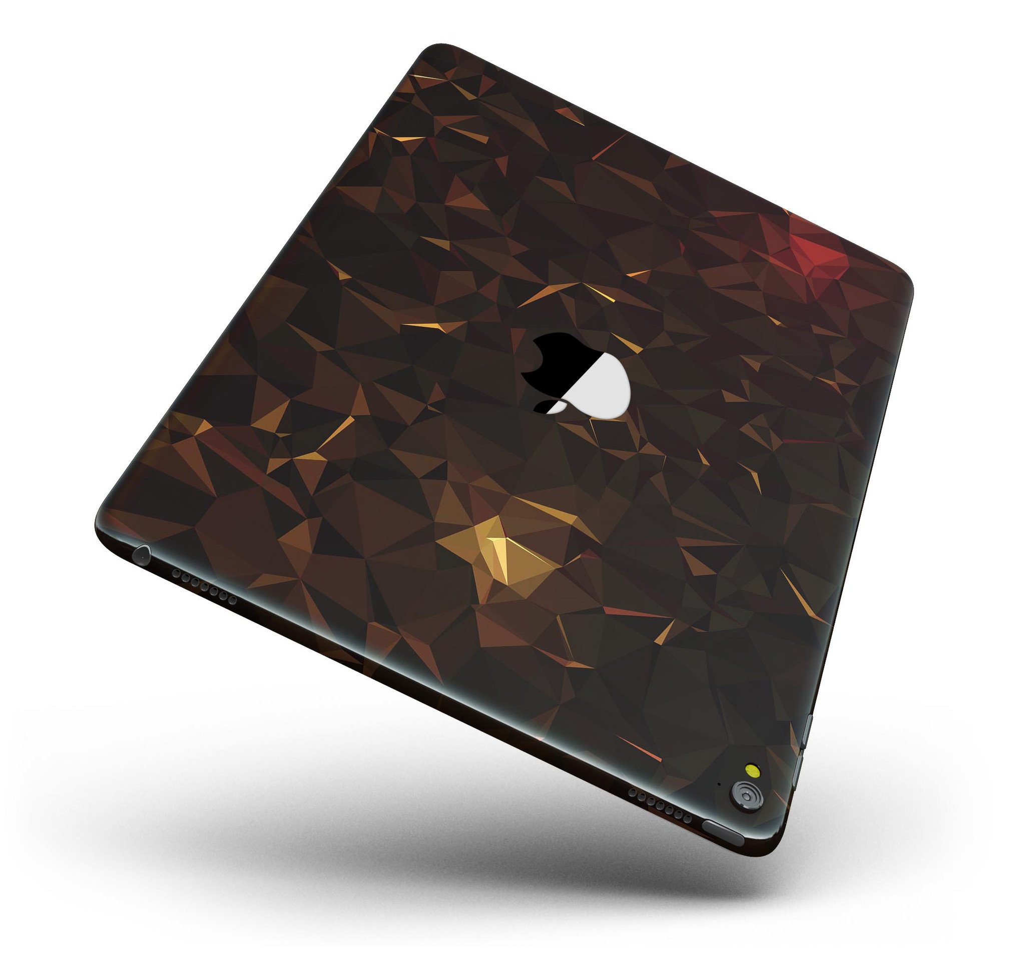 Dark Orange Geometric V13 Full Body Skin for iPad Pro, showcasing vibrant geometric patterns and premium vinyl material.