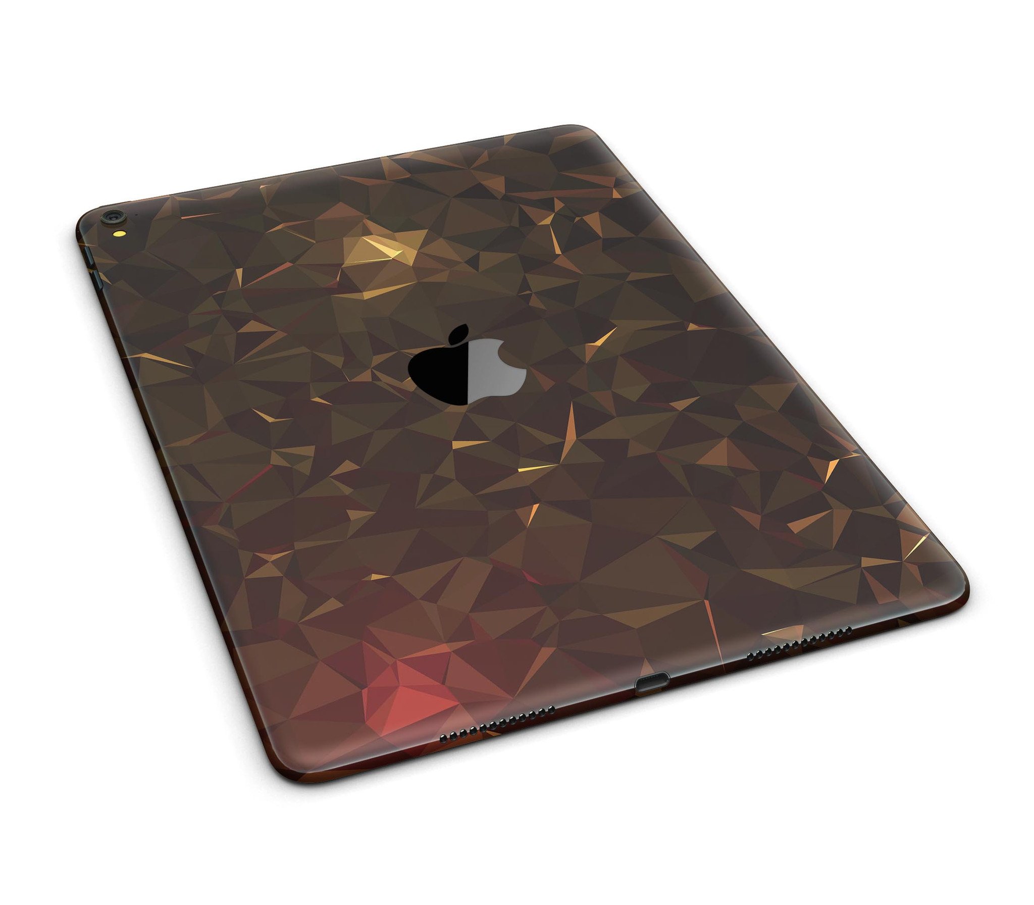 Dark Orange Geometric V13 Full Body Skin for iPad Pro, showcasing vibrant geometric patterns and premium vinyl material.