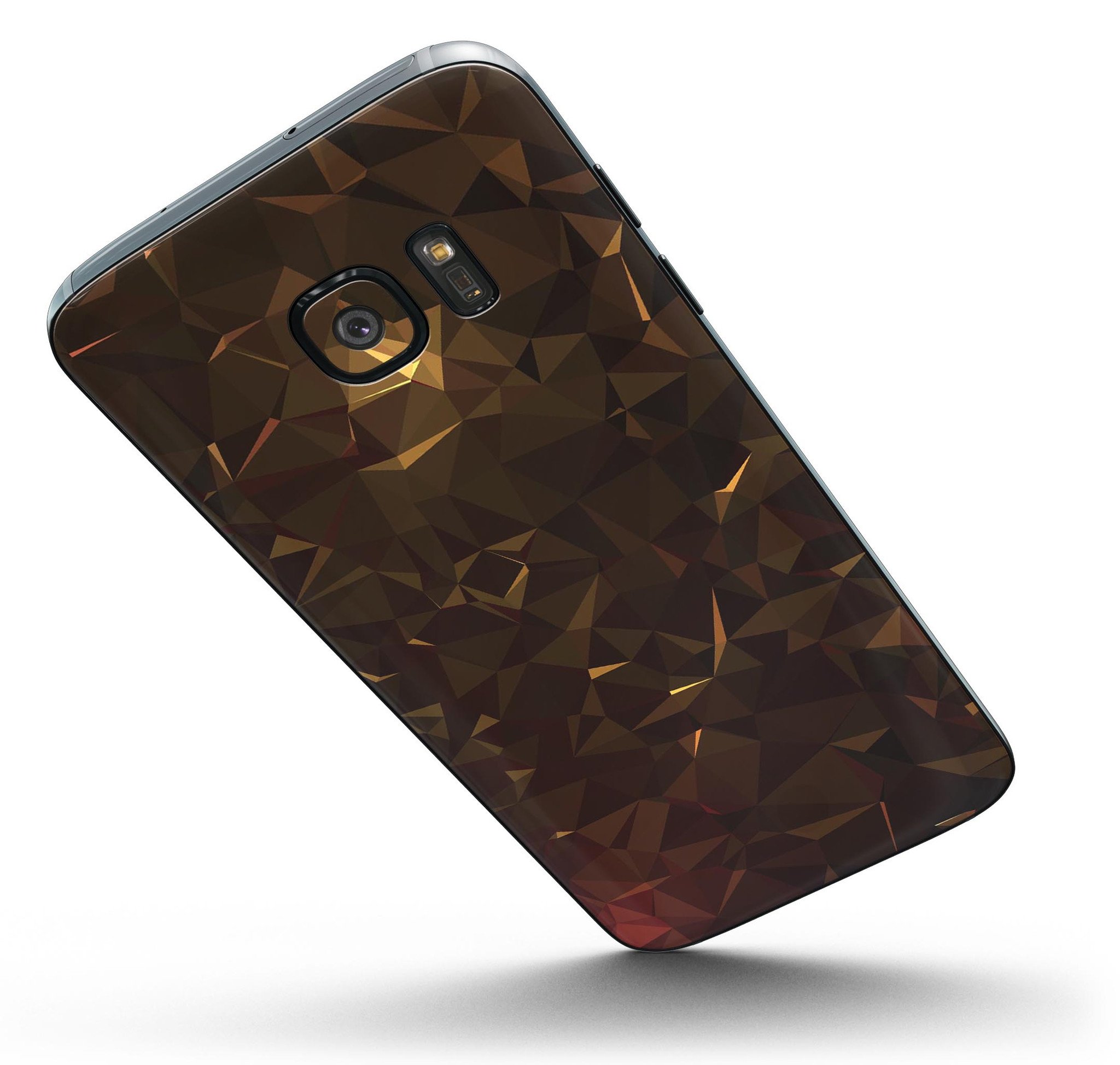 Dark Orange Geometric V13 skin kit for Samsung Galaxy S7 and S7 Edge, showcasing vibrant geometric patterns and premium vinyl material.