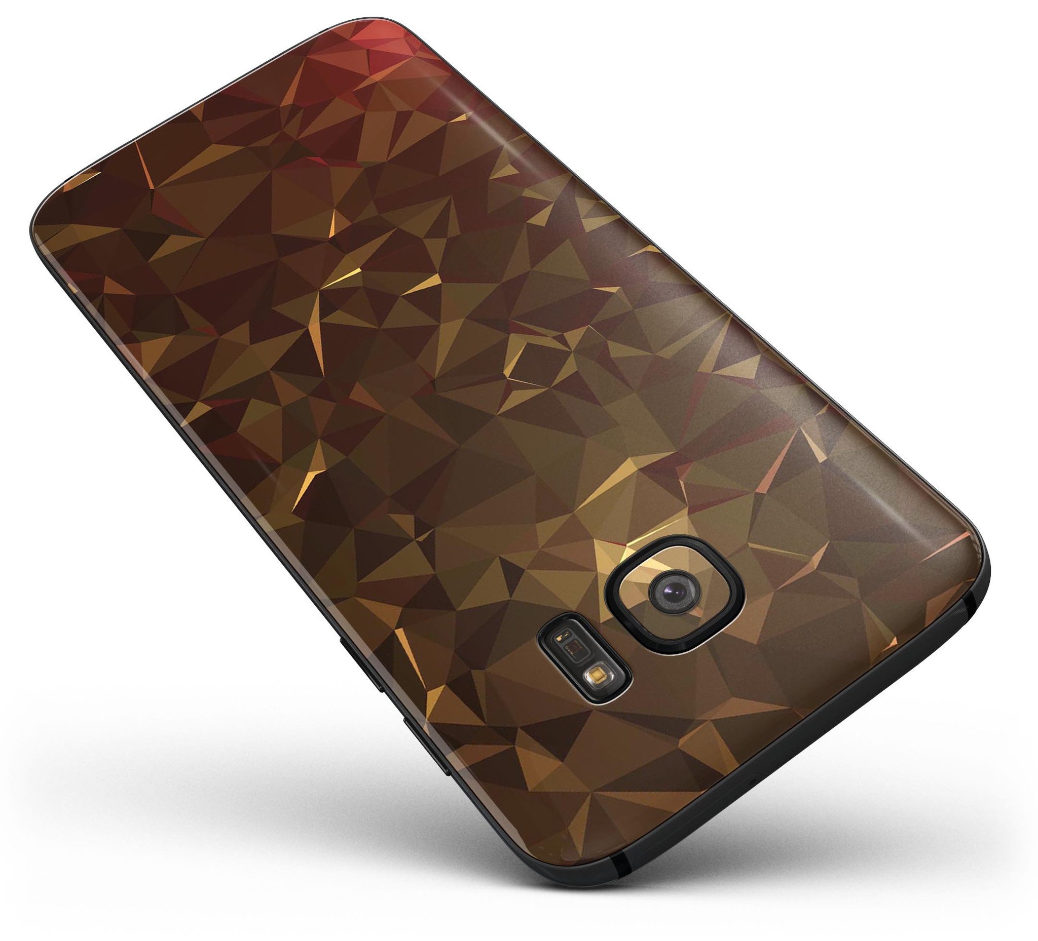 Dark Orange Geometric V13 skin kit for Samsung Galaxy S7 and S7 Edge, showcasing vibrant geometric patterns and premium vinyl material.