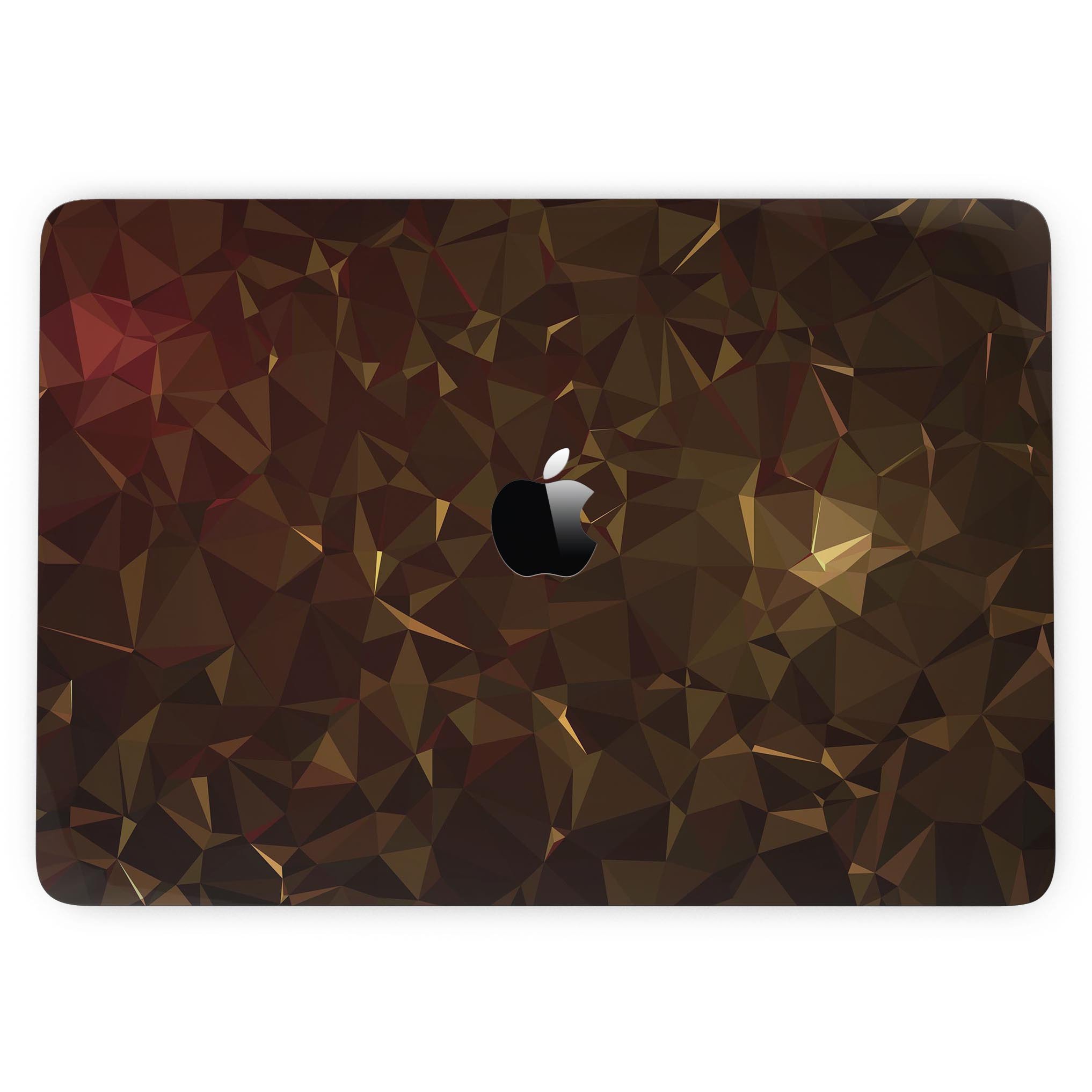 Dark Orange Geometric V13 skin kit for MacBook Pro with Touch Bar, showcasing vibrant geometric patterns and premium vinyl material.